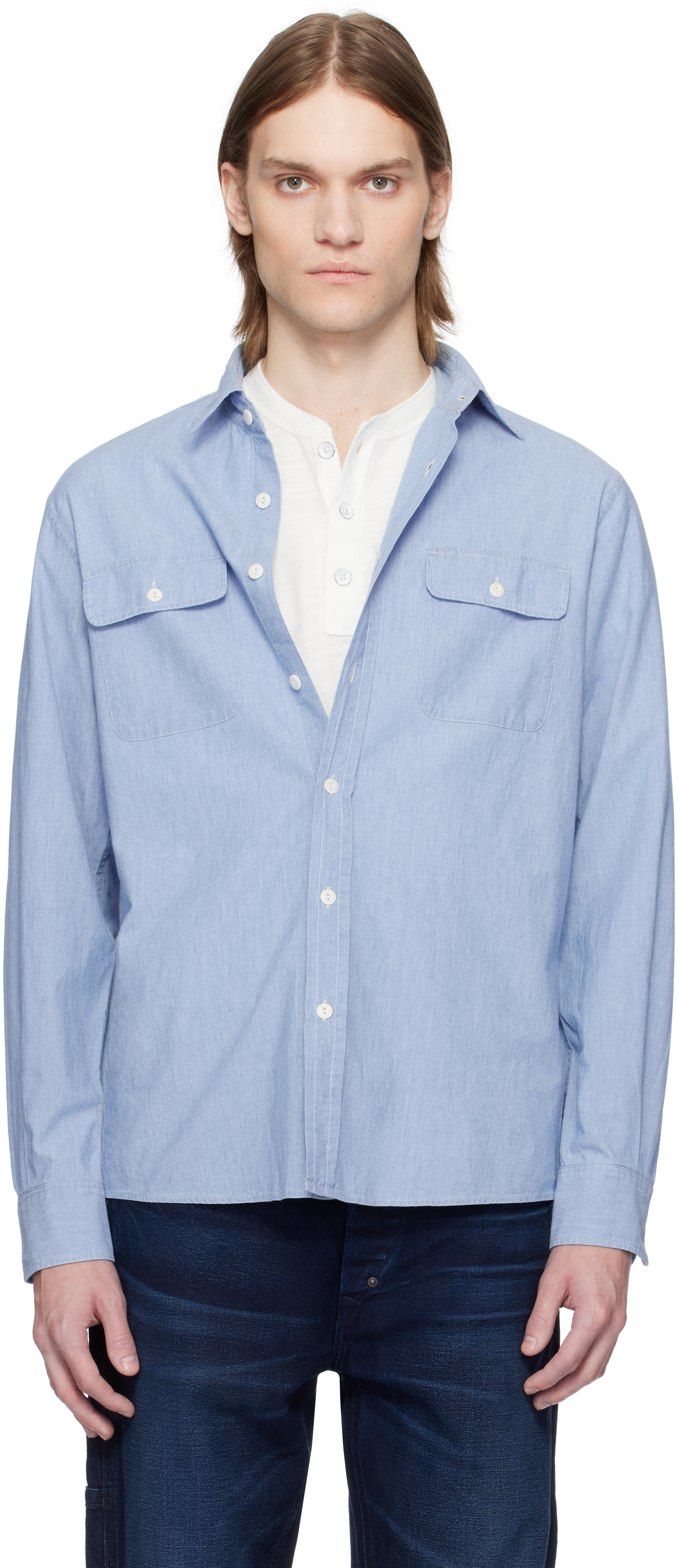 Indigo Washed Chambray Shirt