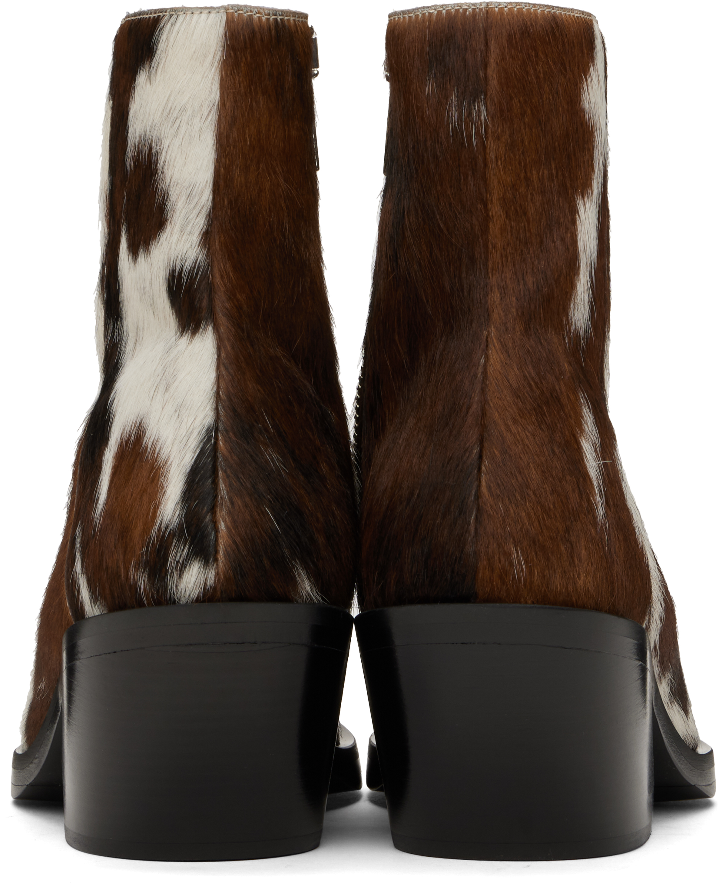 ACHILLES ION GABRIEL BROWN & WHITE BANG ANKLE BOOTS