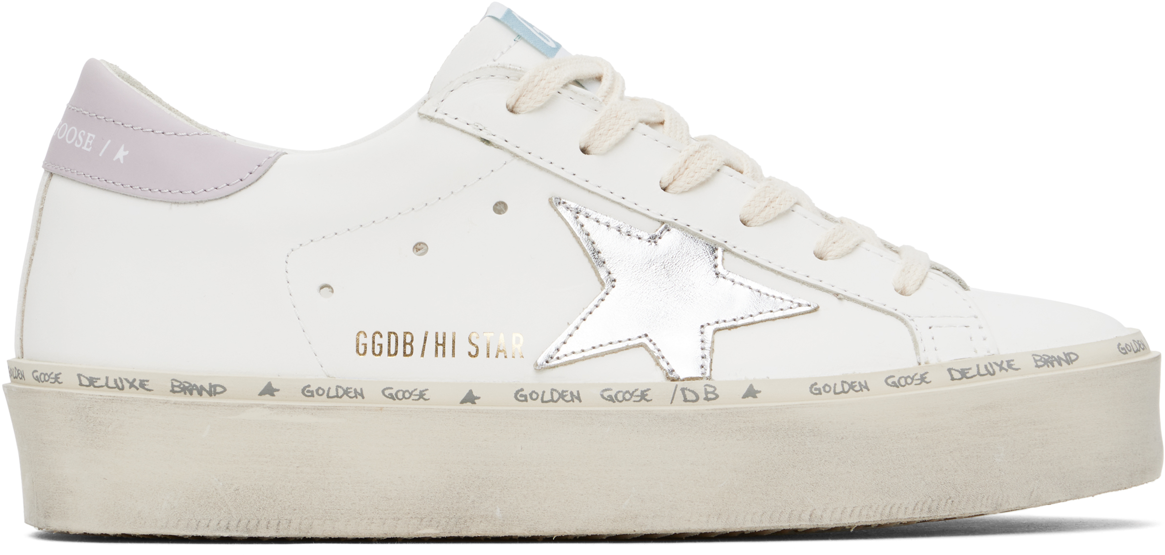 Golden Goose: White Hi Star Sneakers | SSENSE Golden Goose: White Hi Star Sneakers | SSENSE