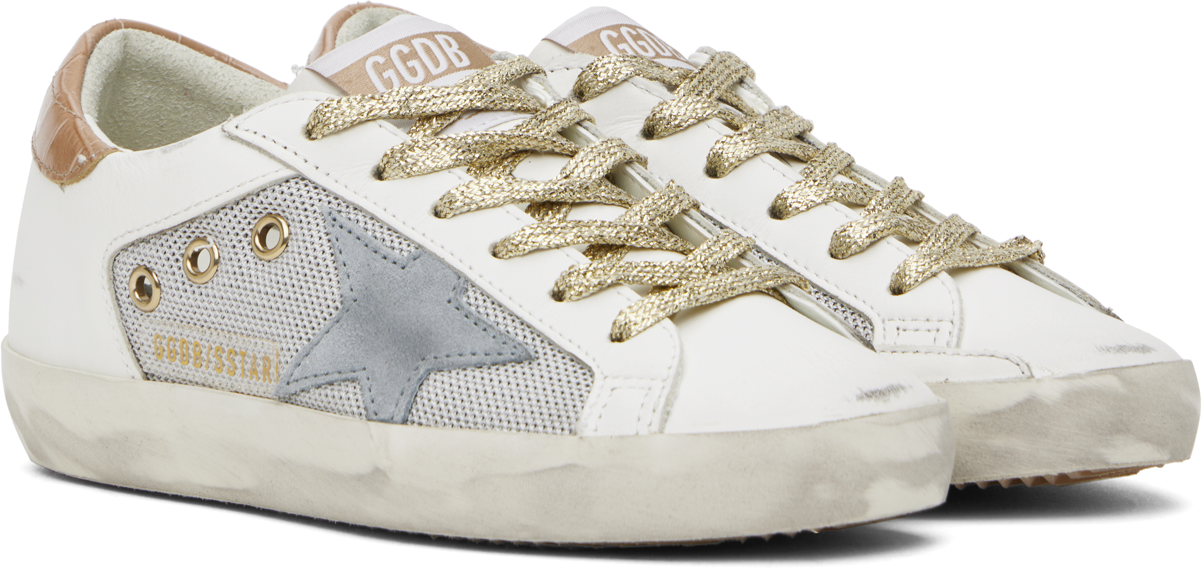 Golden Goose White & Silver Super-star Sneakers In 11498 White/light Bl