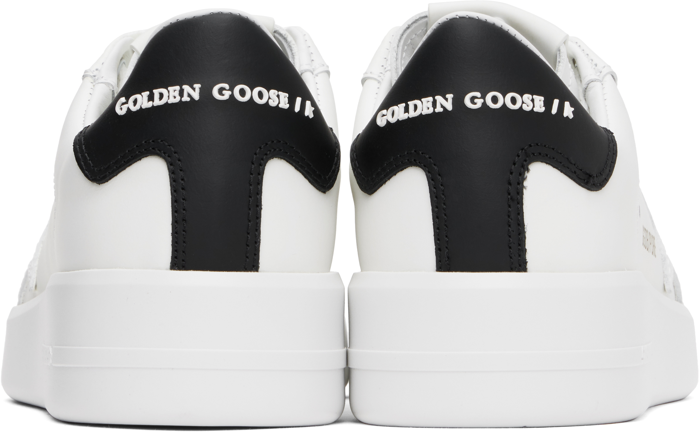 Golden Goose Leather Sneakers With Back Contrasting Patch In 10283 White/black