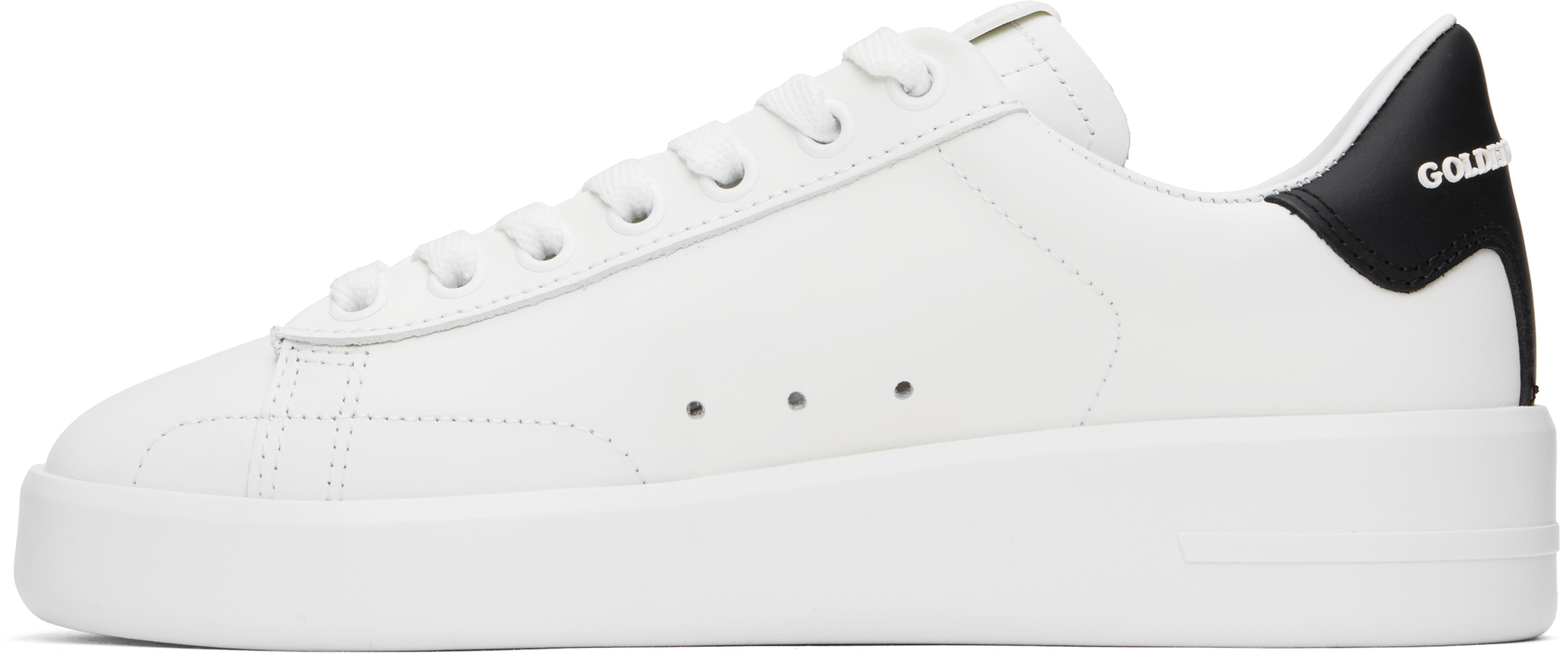 Golden Goose Leather Sneakers With Back Contrasting Patch In 10283 White/black