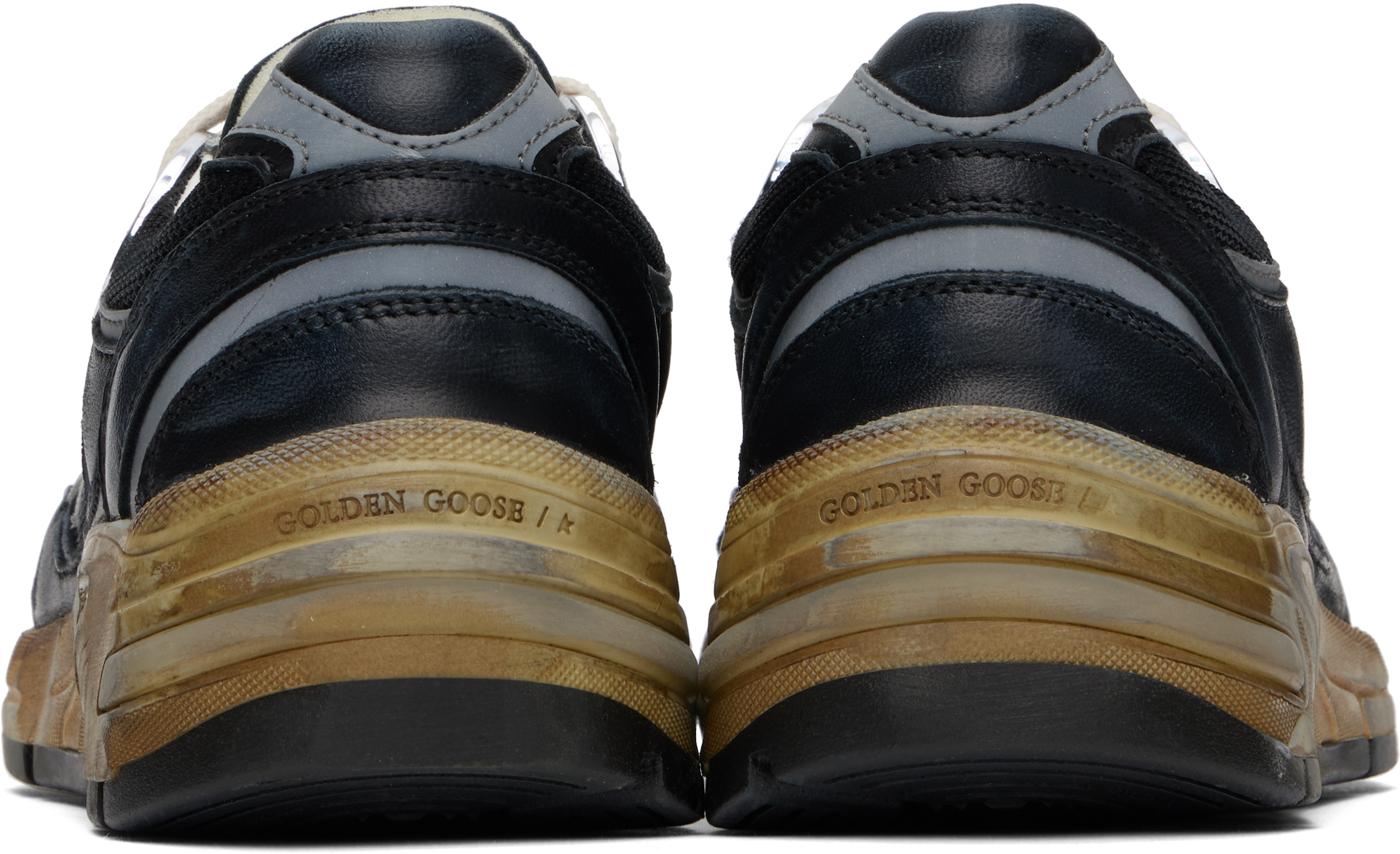 Golden Goose Running Dad Net And Nappa Upper Suede Star Shoes In 90282 Black