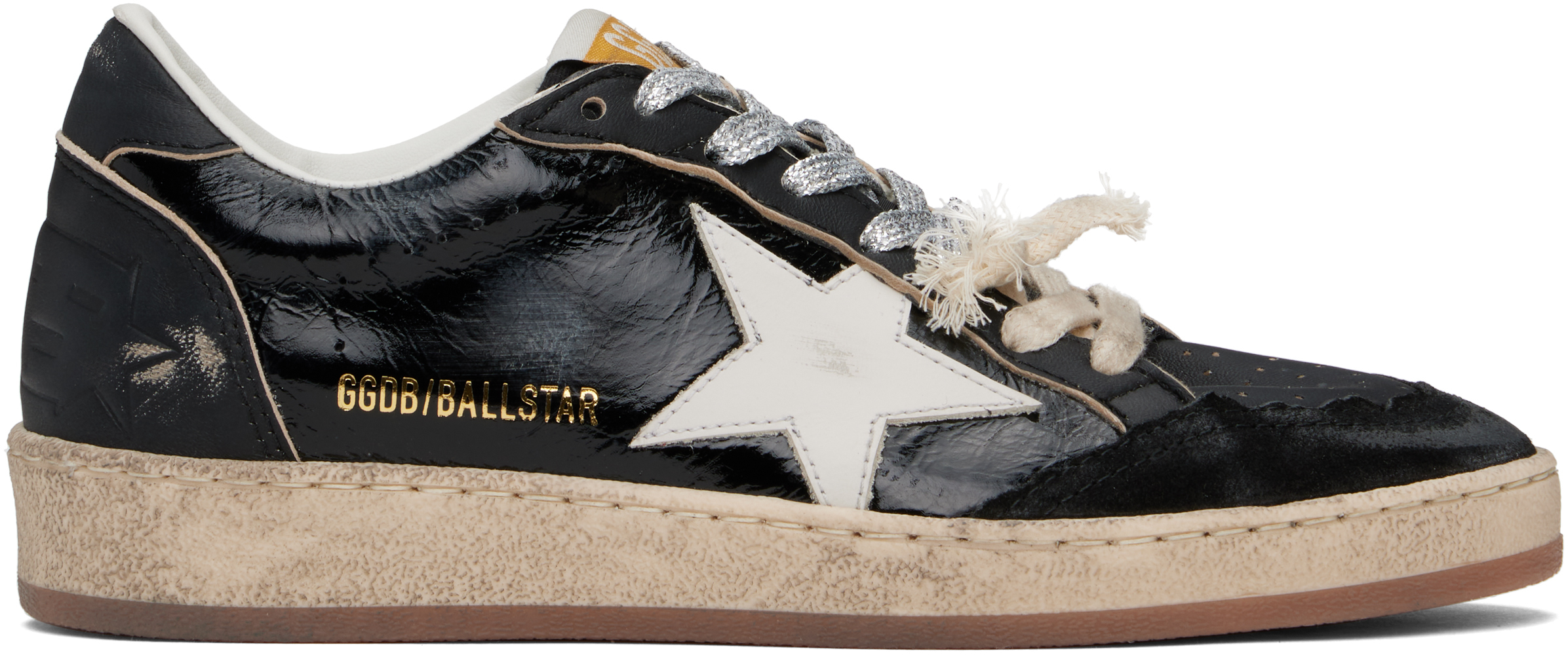 【関税&送料込】Golden  Ball Star Black Sneakers Golden Goose Ball Star Sneakers in Black & Latte | FWRD