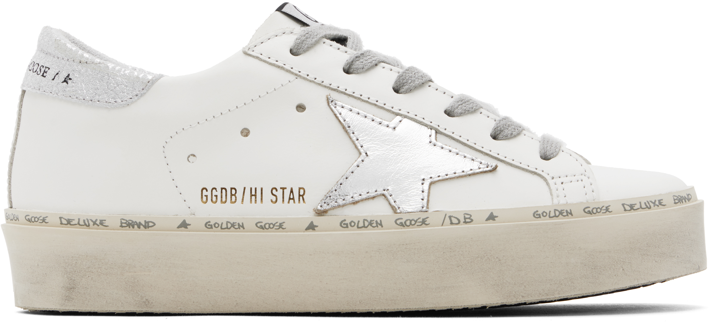 White & Silver Hi Star Classic Sneakers