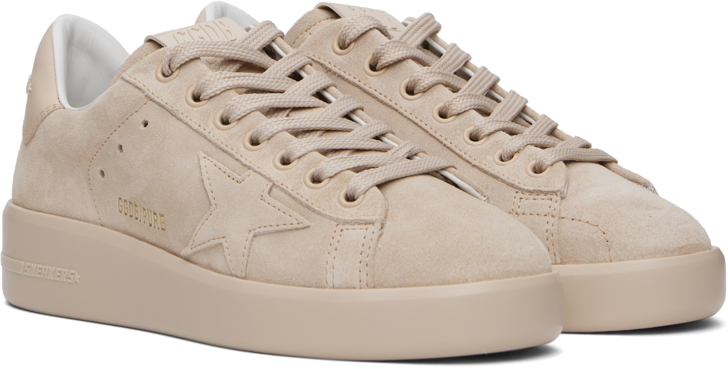 Golden Goose Suede Pure Star Sneakers In 15678 Moonlight/whit
