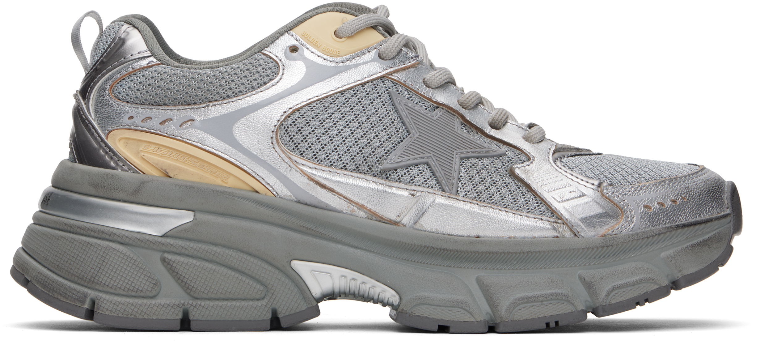 【関税込み】Golden  シルバー Lightstar スニーカー Golden Goose: シルバー Lightstar スニーカー | SSENSE 日本