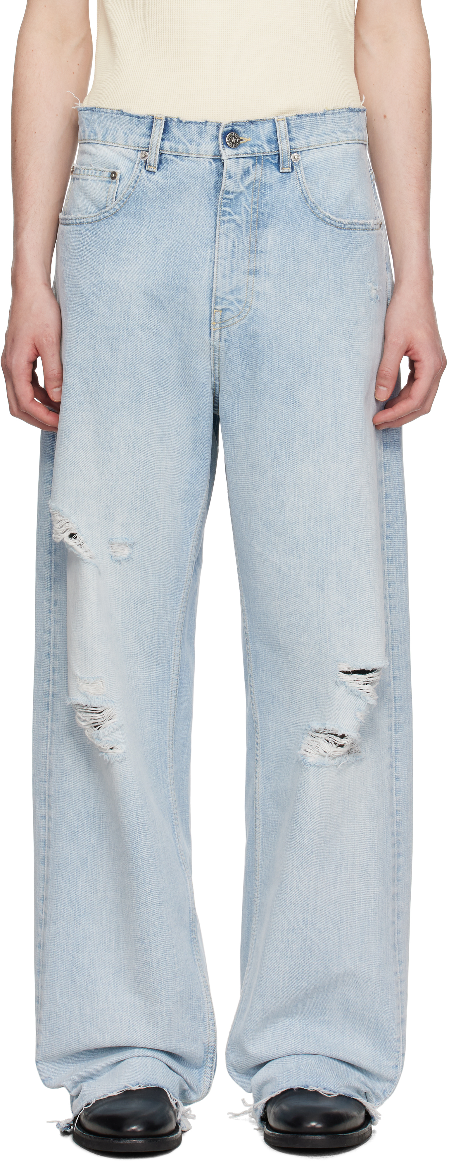 Golden Goose: Blue Lived-In Effect Denim Jeans | SSENSE