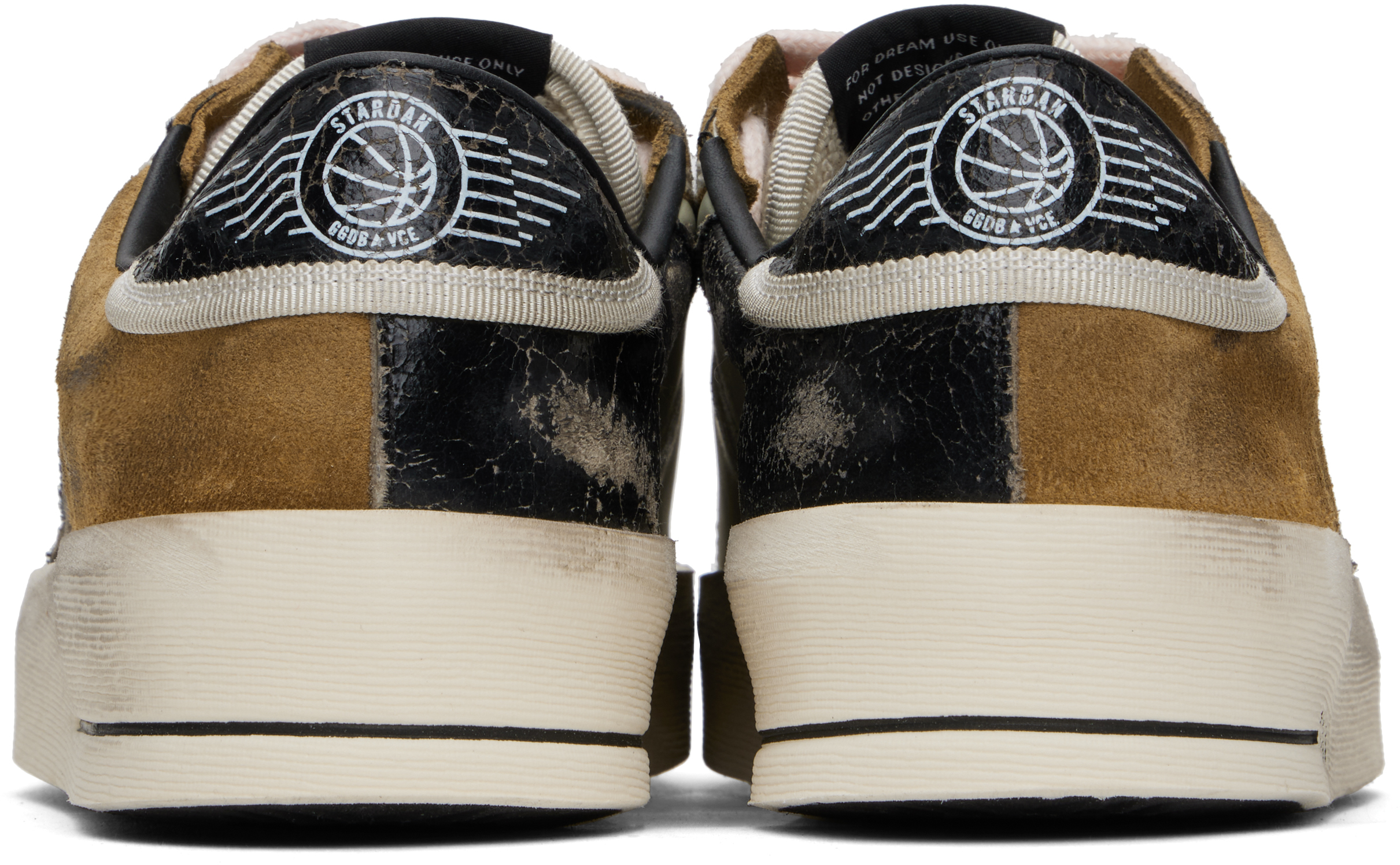 Golden Goose Distressed Leather And Suede Sneakers With Two-tone Detail In Brown/grey/black
