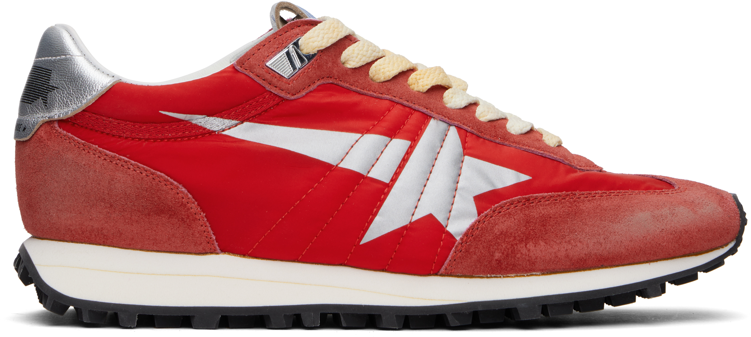 Golden Goose Marathon Sneakers With Red Nylon Upper And Silver Star Shoes In Red