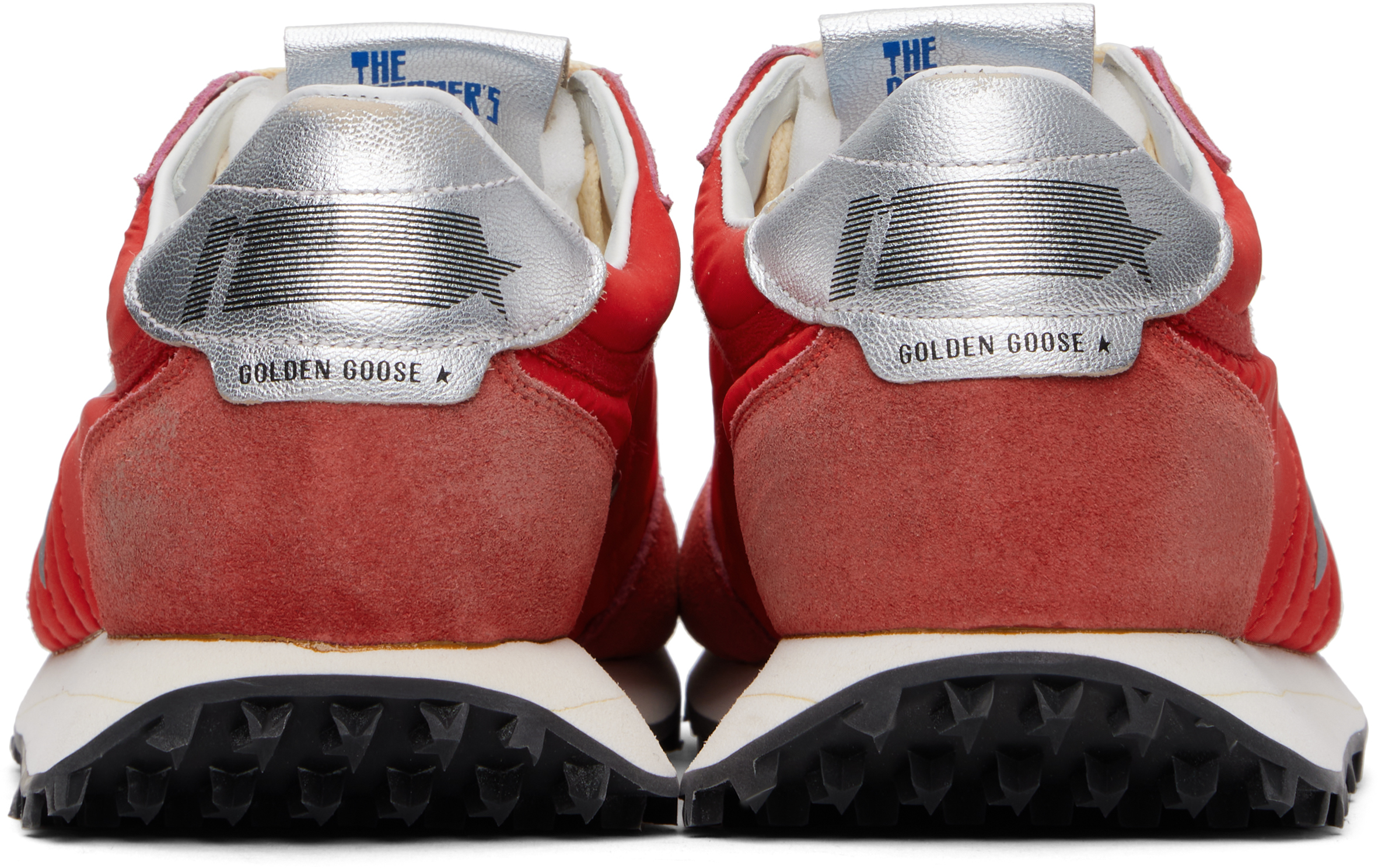 Golden Goose Marathon Sneakers With Red Nylon Upper And Silver Star Shoes In Red