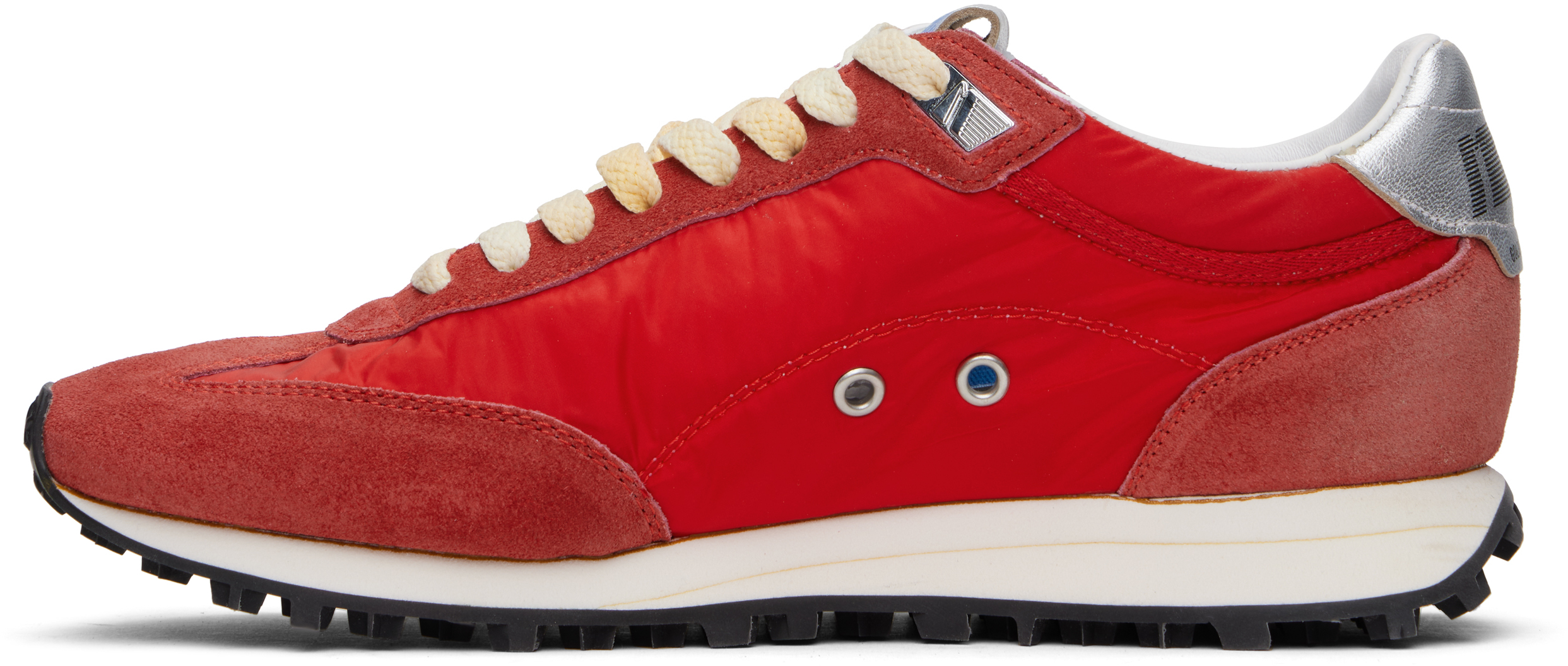 Golden Goose Marathon Sneakers With Red Nylon Upper And Silver Star Shoes In Red