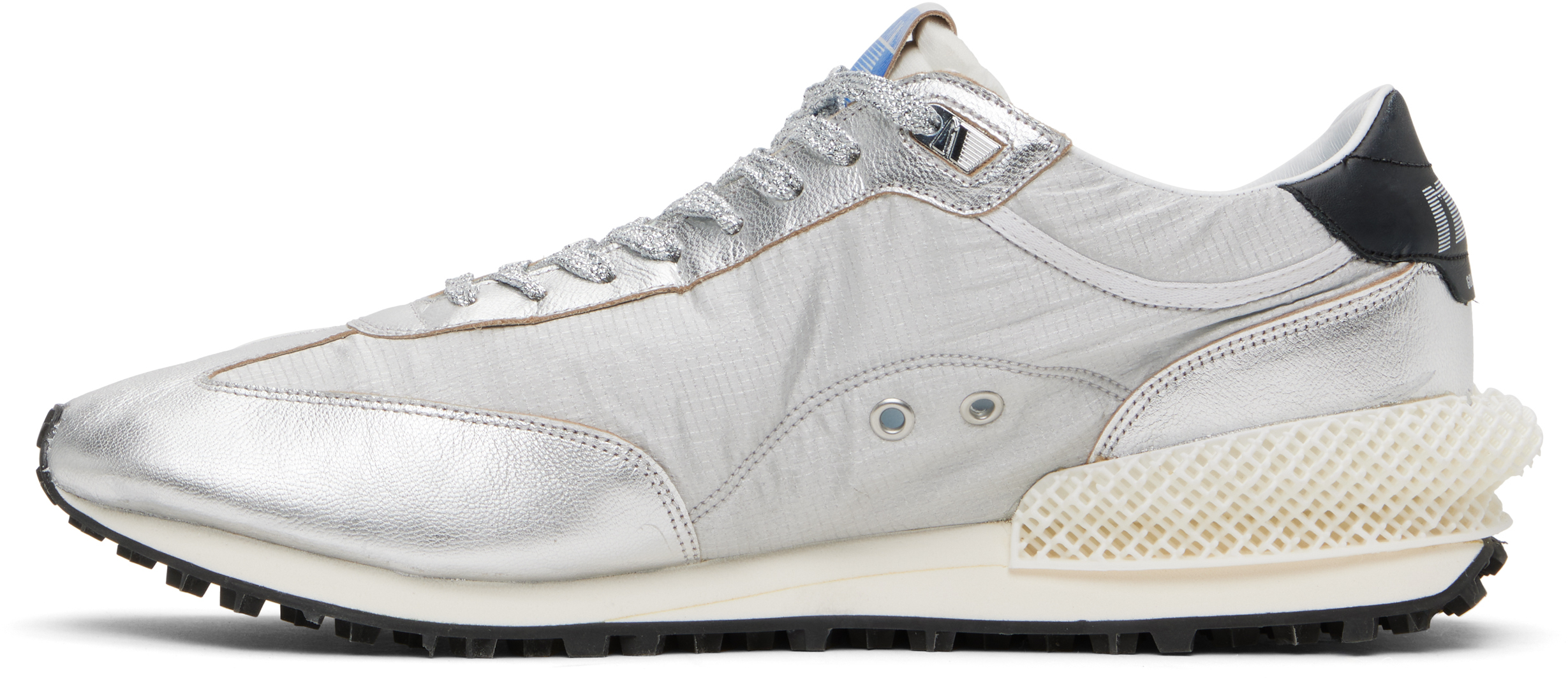 Golden Goose Marathon Metallic Leather-trimmed Ripstop Sneakers In Gray