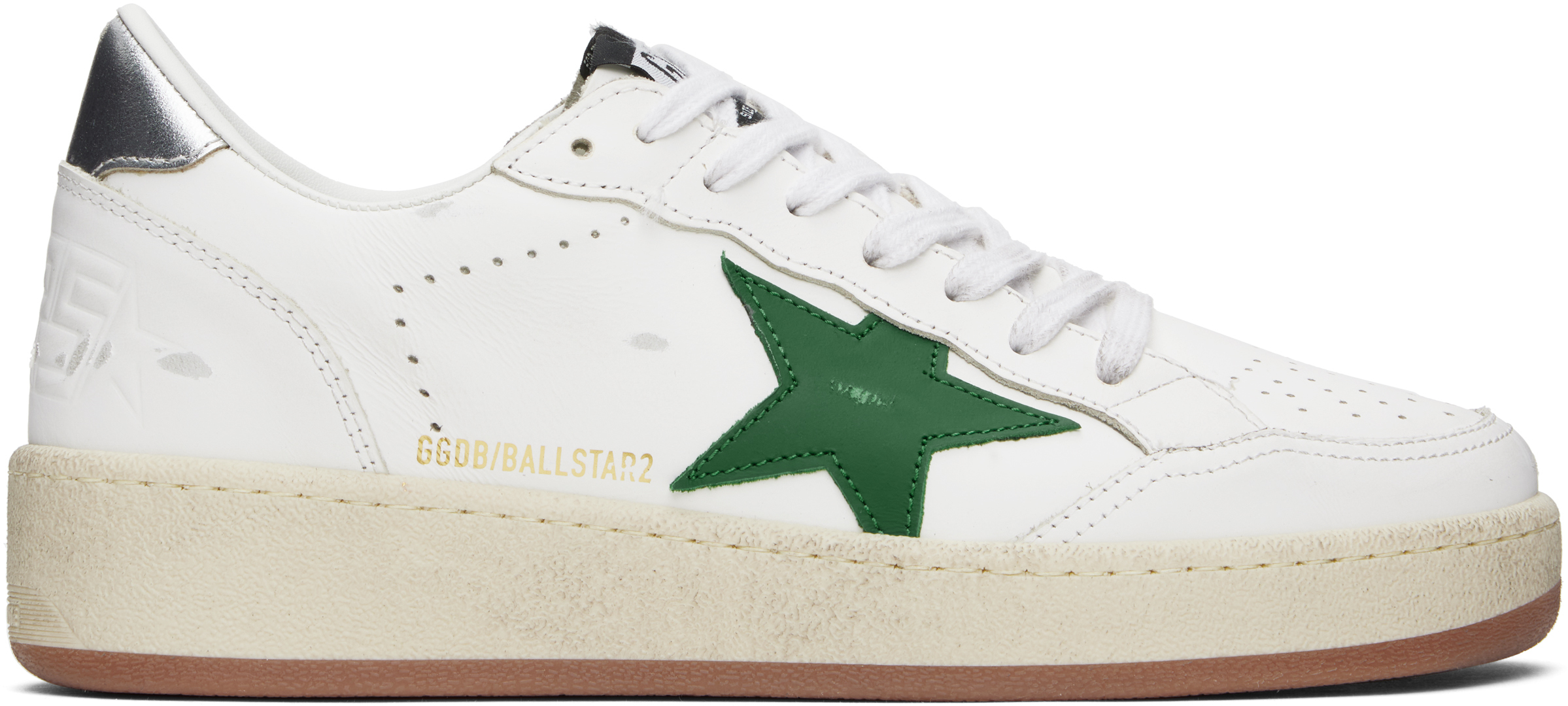 White & Green Ball Star Sneakers