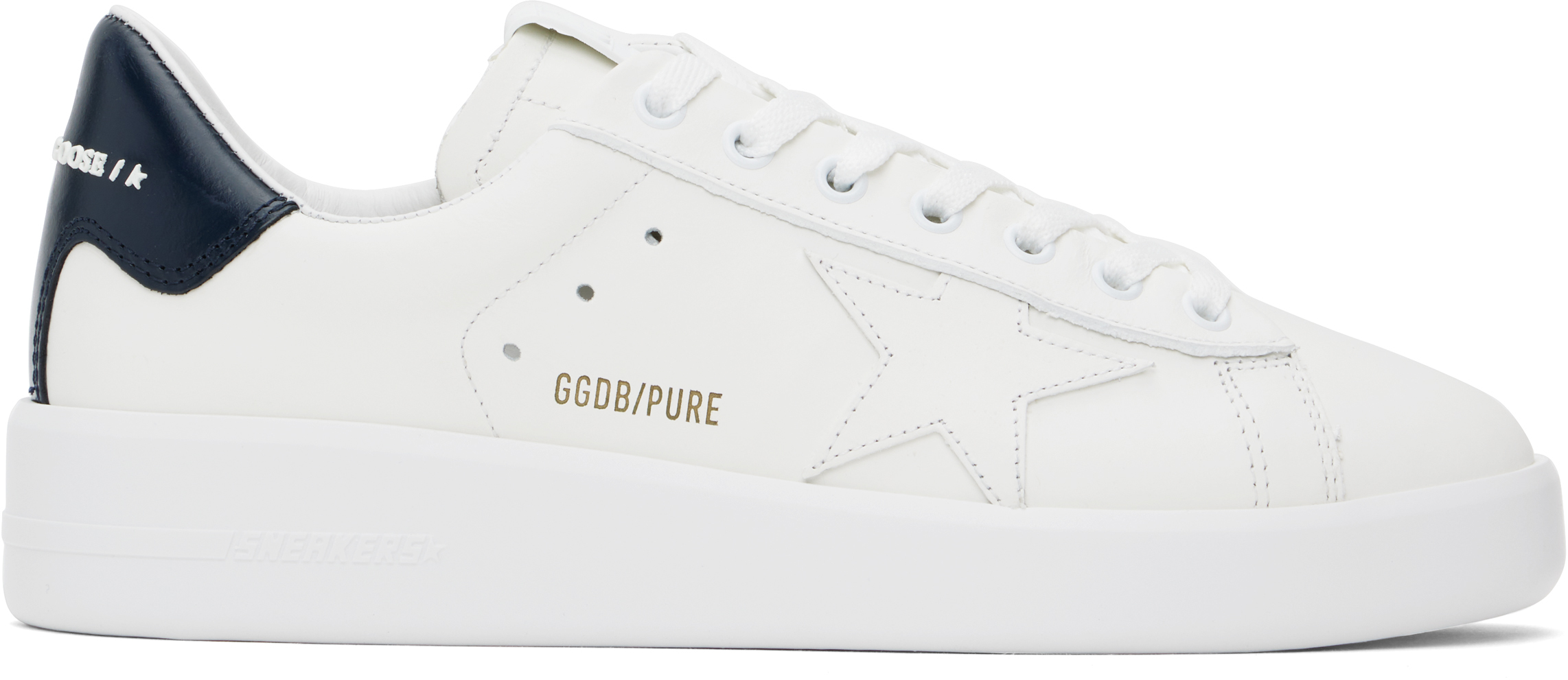 Golden Goose Mens Silver Com Pure Star Bio Logo-print Faux-leather Low-top Trainers In White/blue
