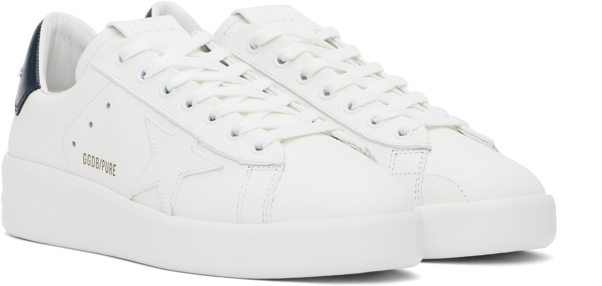 Golden Goose Mens Silver Com Pure Star Bio Logo-print Faux-leather Low-top Trainers In White/blue