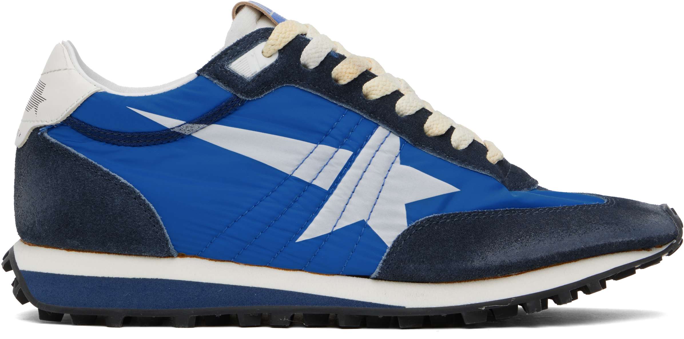 Golden Goose Deluxe Brand Running Marathon Nylon Upper Suede Sneakers In Ryl Blu/drk Blu/whit