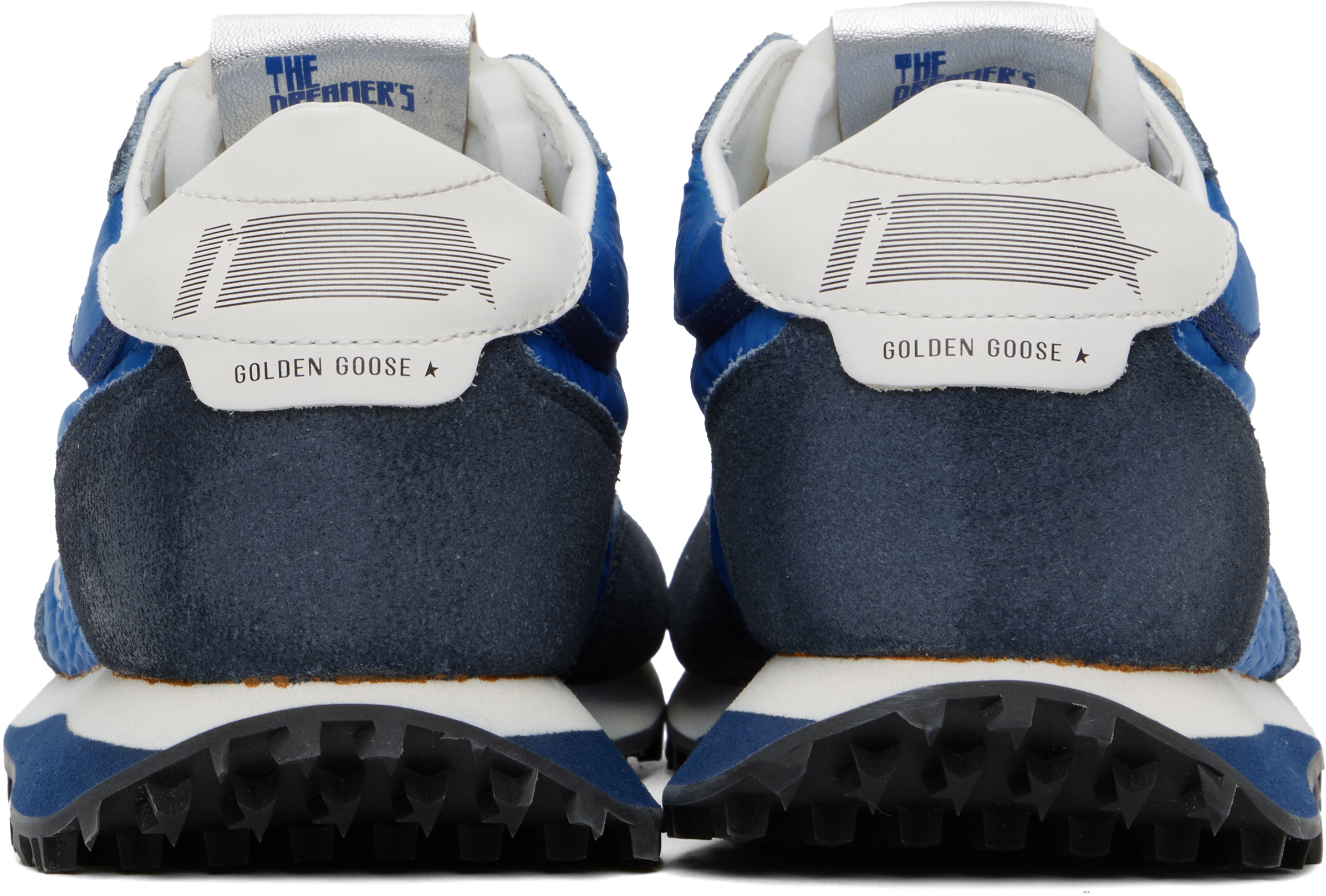 Golden Goose Deluxe Brand Running Marathon Nylon Upper Suede Sneakers In Ryl Blu/drk Blu/whit