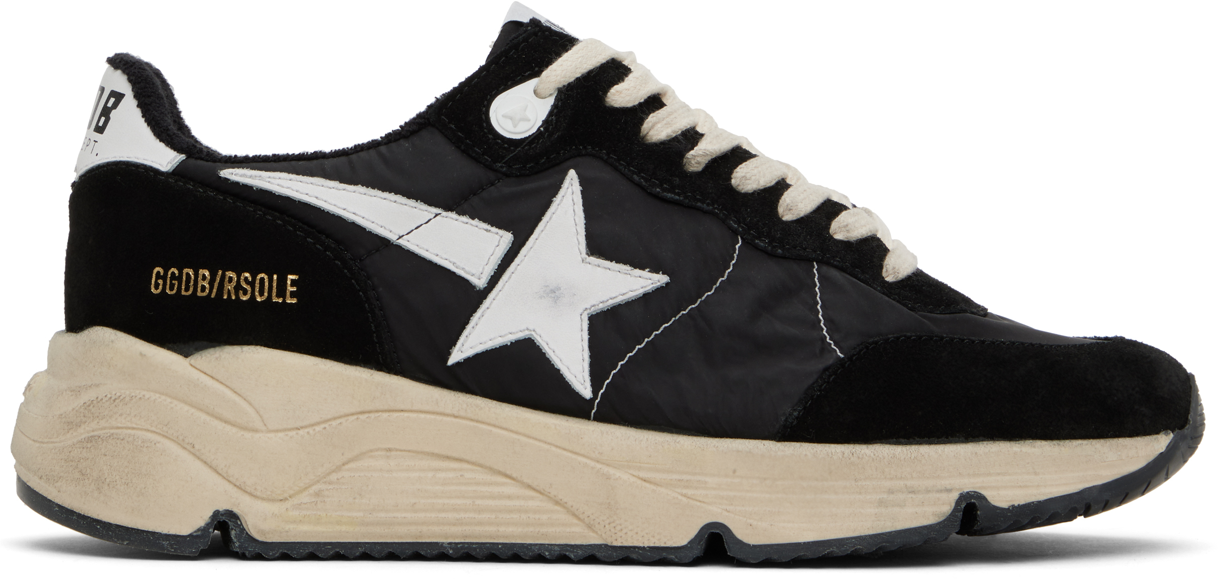 Shop Golden Goose Black Running Sole Sneakers In Black/white