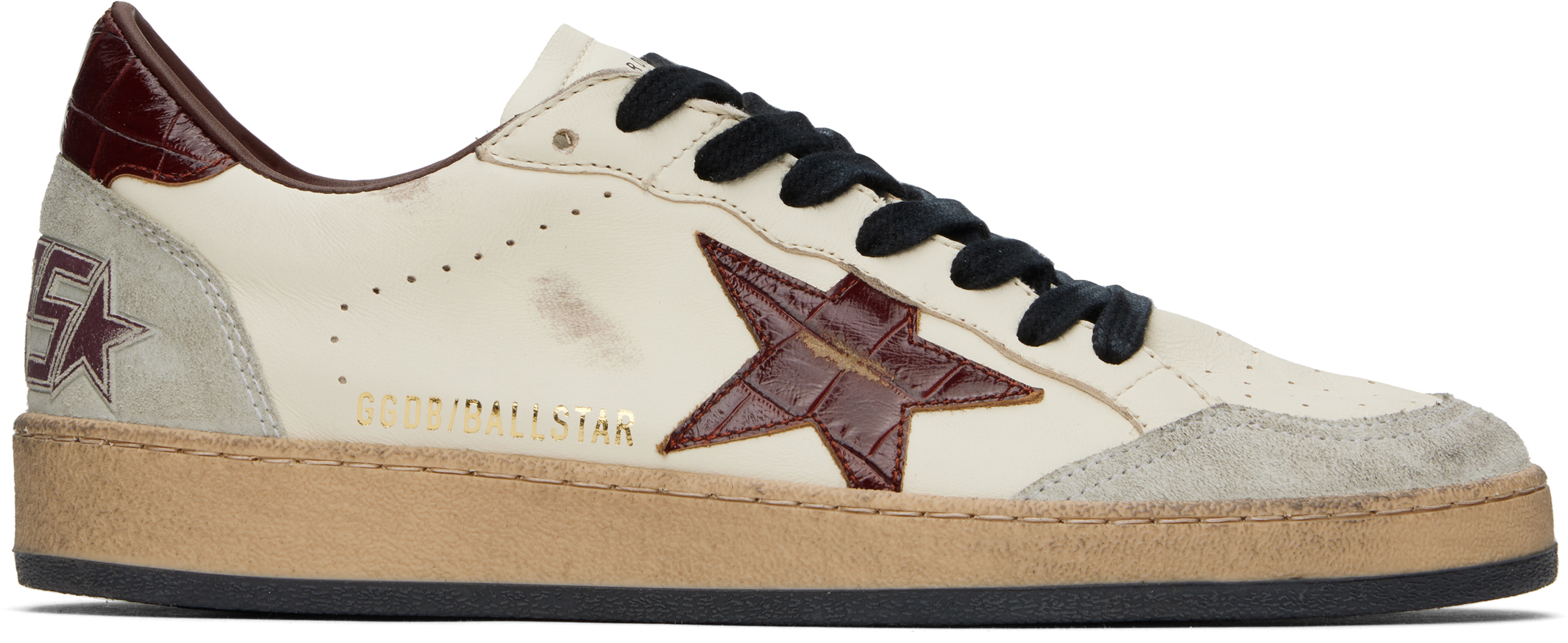 Golden Goose Deluxe Brand Ball Star Sneakers With Nappa Leather In Beig/ice/chrry Mhgny