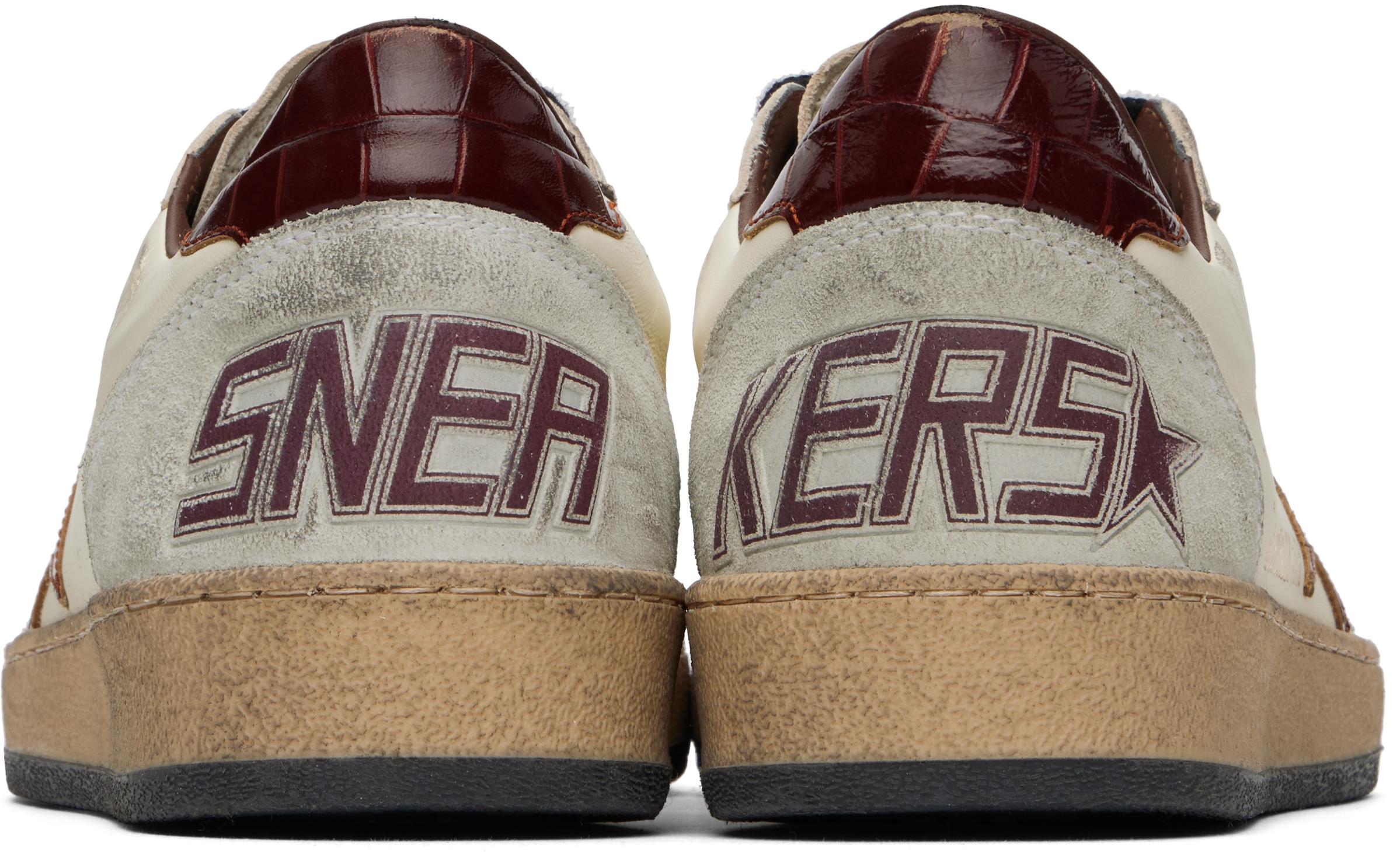 Golden Goose Deluxe Brand Ball Star Sneakers With Nappa Leather In Beig/ice/chrry Mhgny