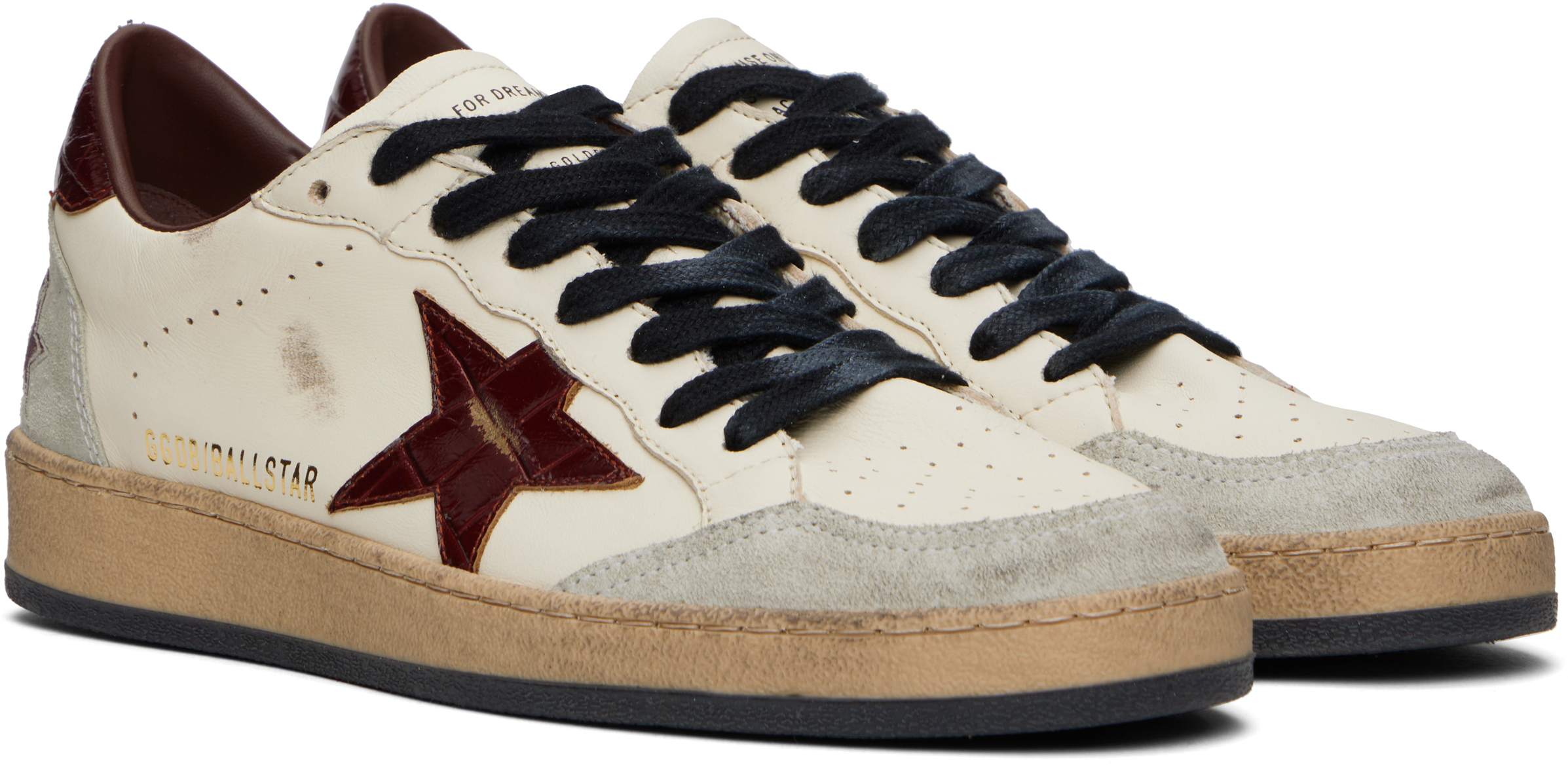 Golden Goose Deluxe Brand Ball Star Sneakers With Nappa Leather In Beig/ice/chrry Mhgny