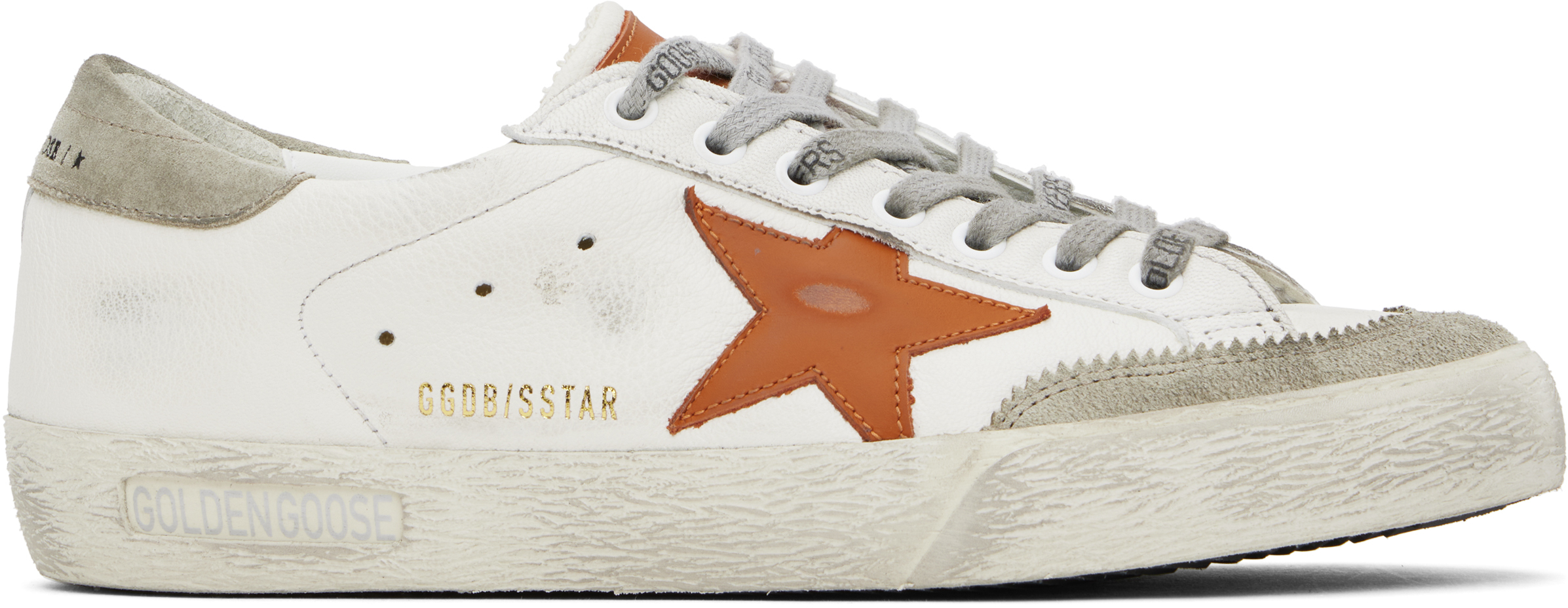 【送料&関税込】Golden Super-star Penstar Lace-up Snea Golden Goose: White & Orange Super-Star Penstar Sneakers