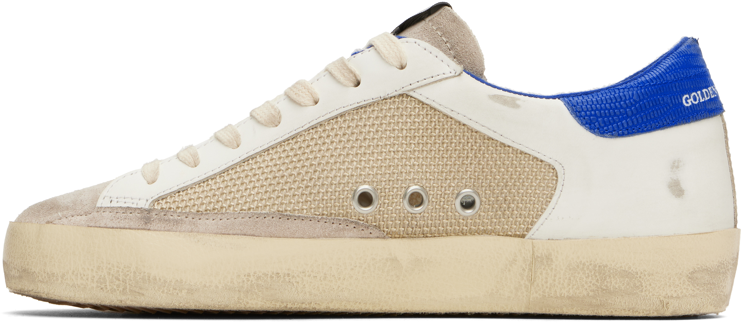 Golden Goose Suede And Fabric Sneakers In Latt/whit/bluett/gry