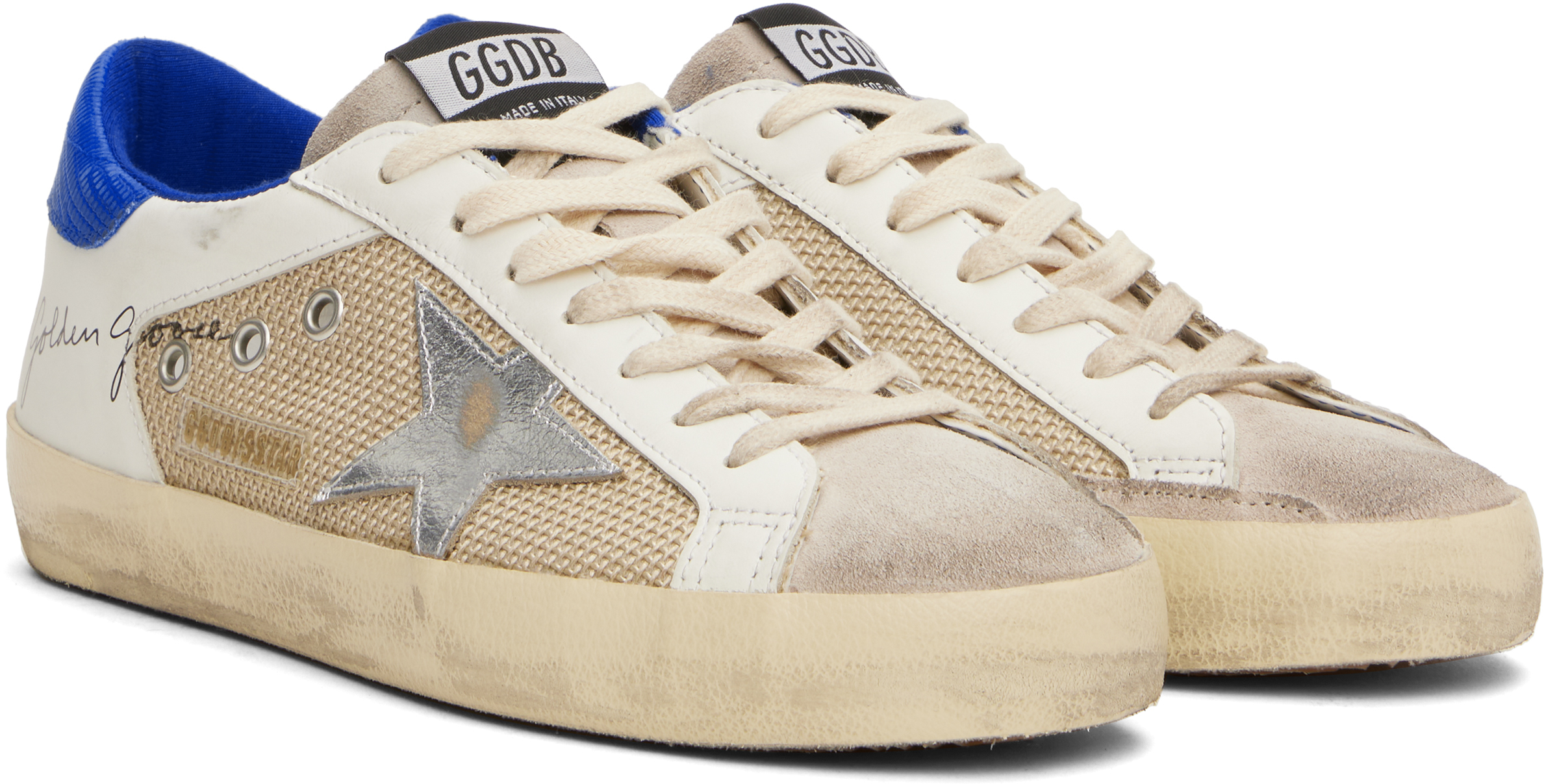 Golden Goose Suede And Fabric Sneakers In Latt/whit/bluett/gry