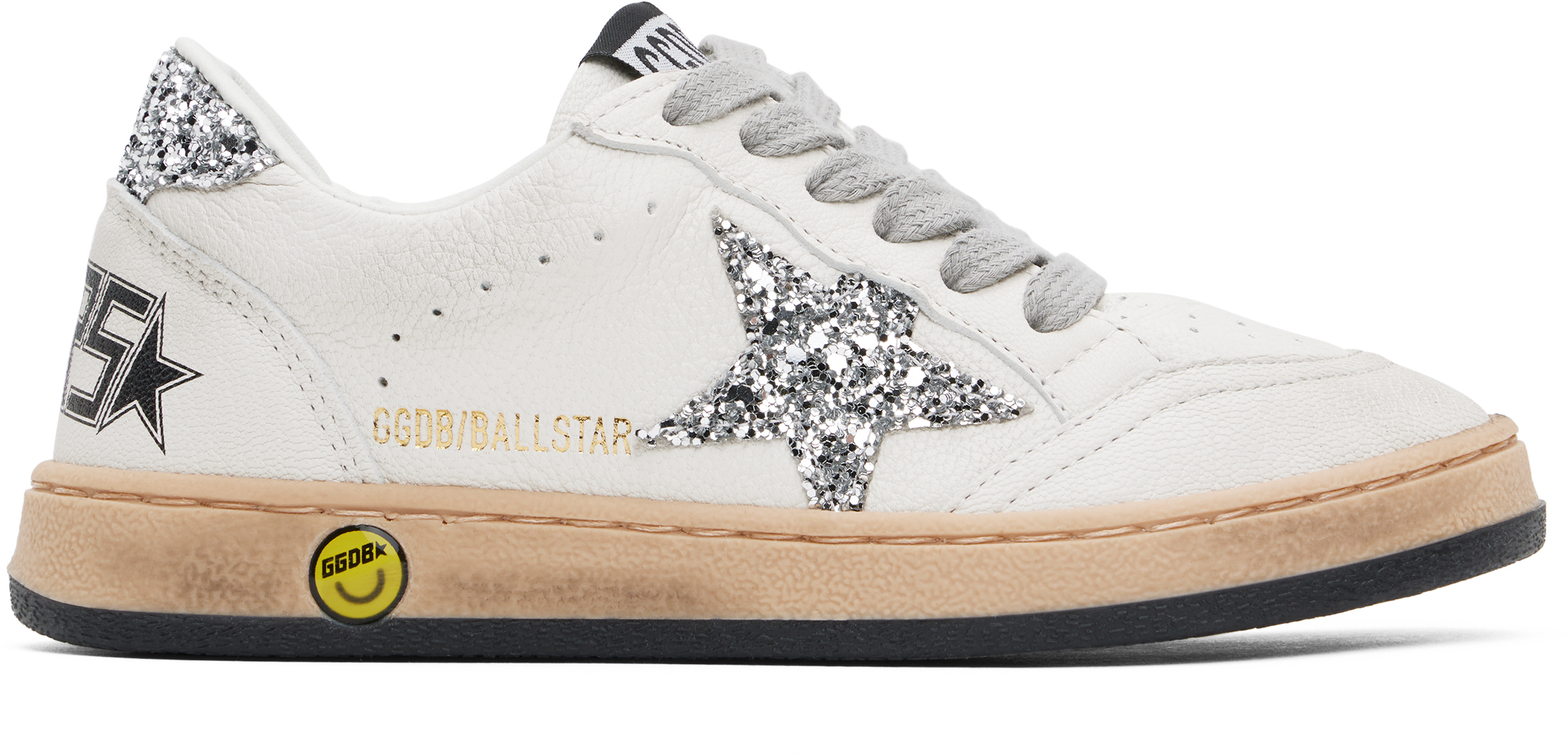 Kids White & Silver Ball Star New Sneakers by Golden Goose