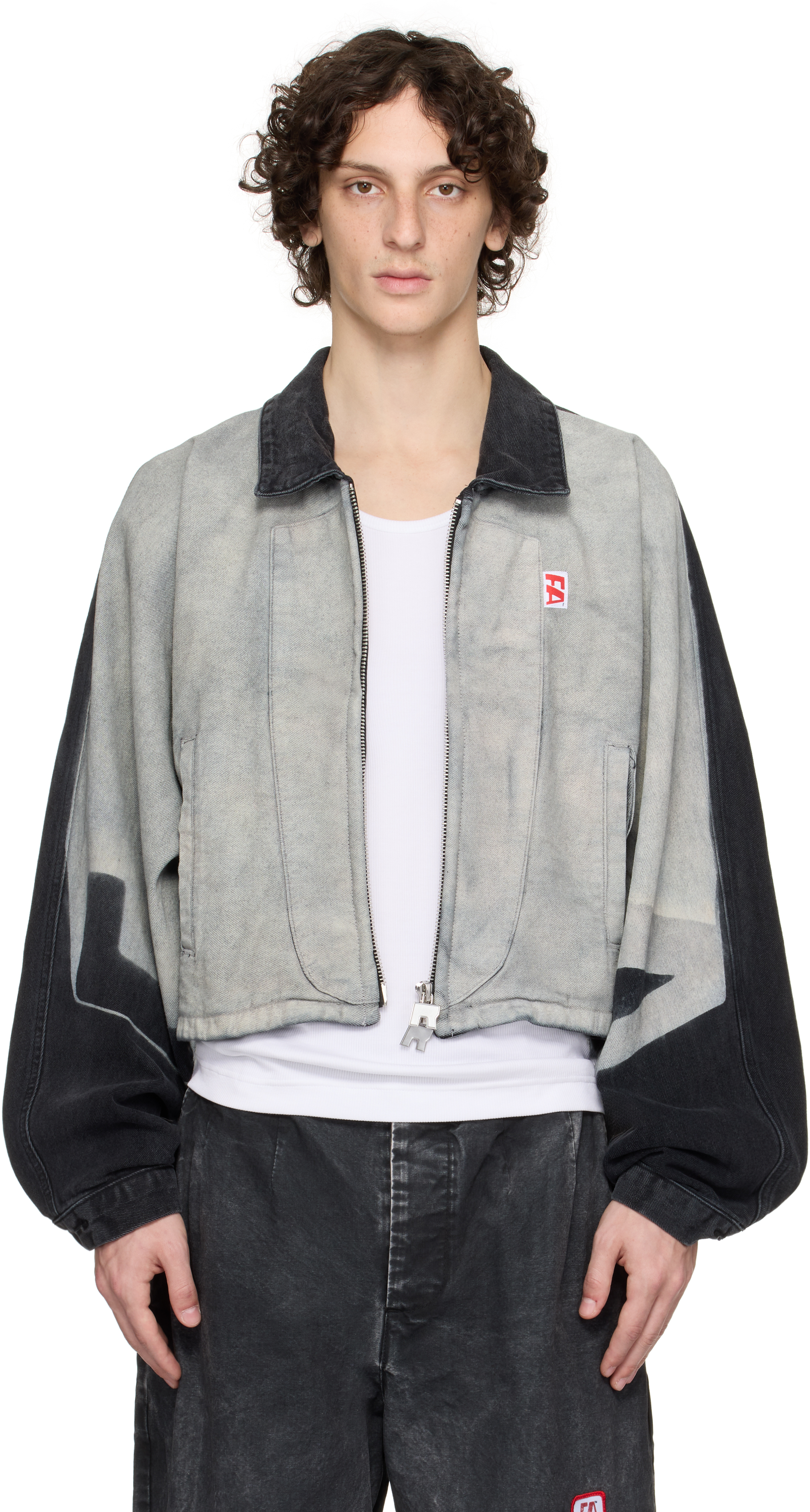 Gray & Black Father Agency Trucker Denim Jacket