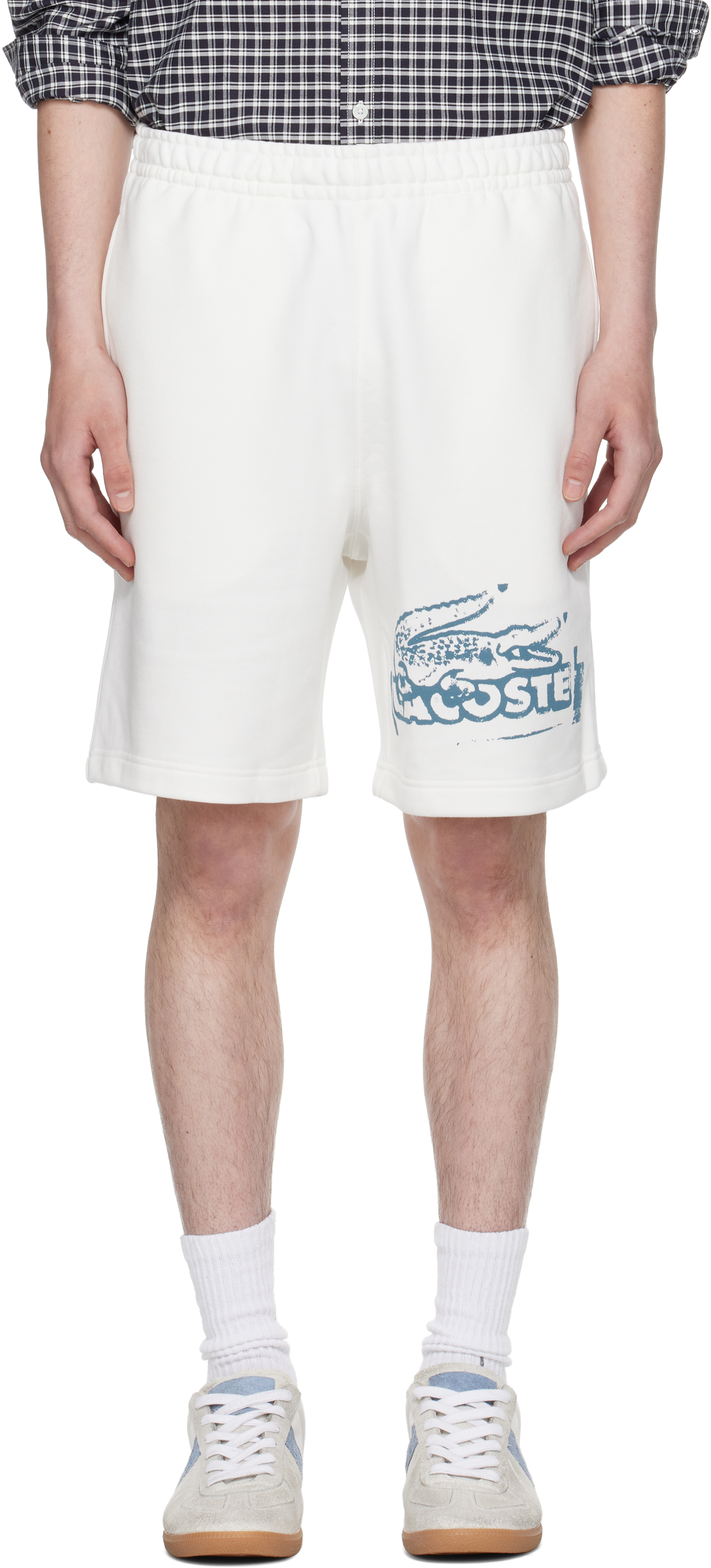 White Graphic Print Shorts
