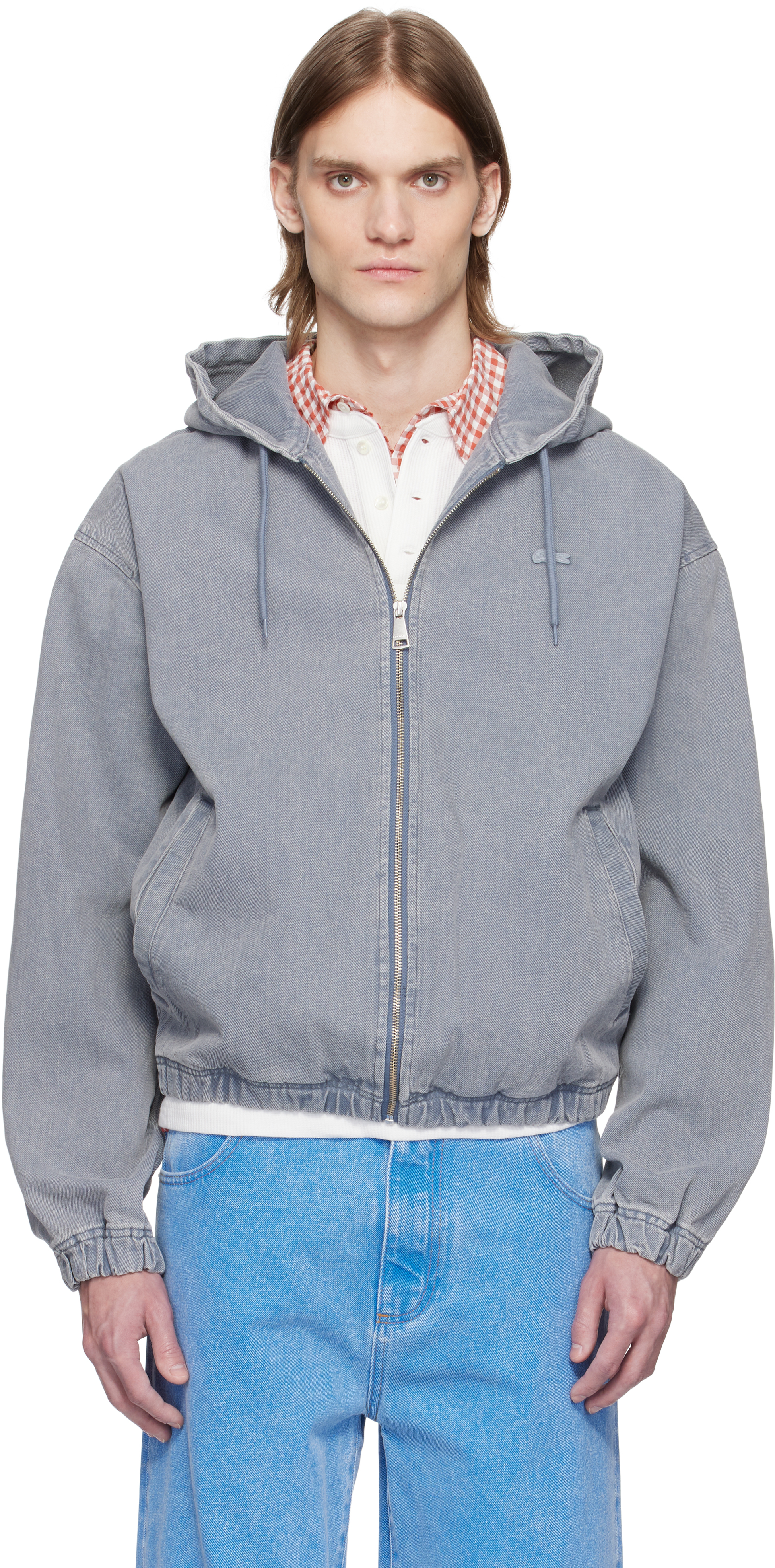 LACOSTE グレー デニムジャケット US S メンズ