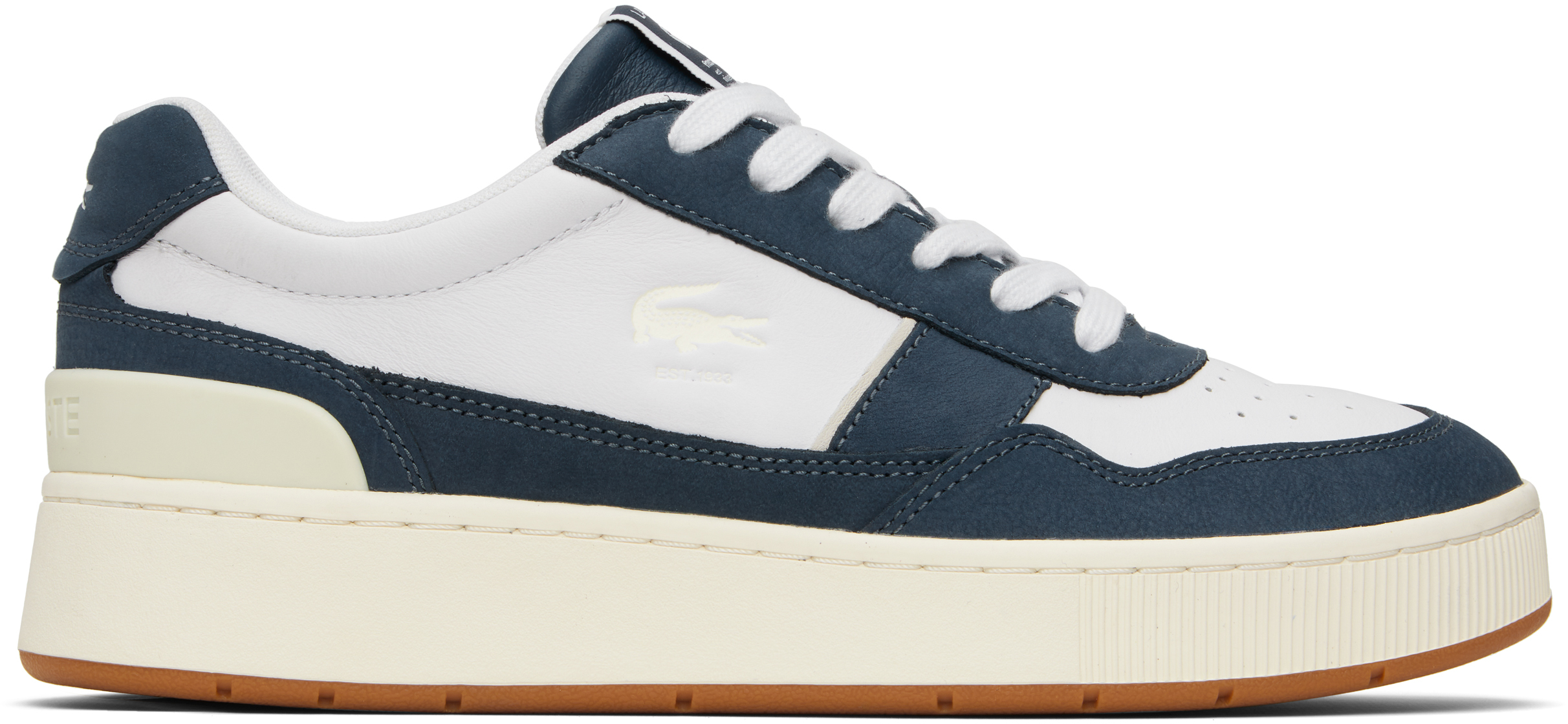 Lacoste White & Navy Ace Clip Premium Sneakers