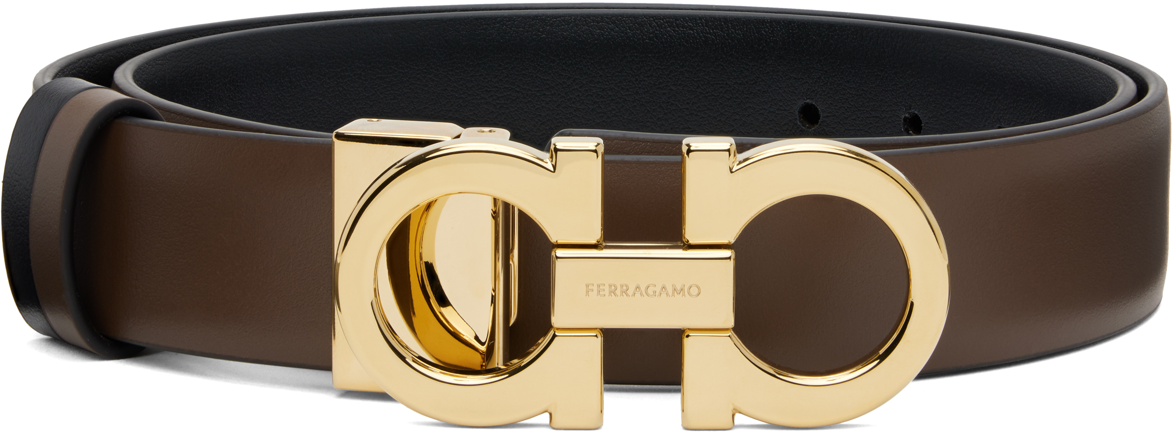 Brown & Black Gancini Reversible Belt