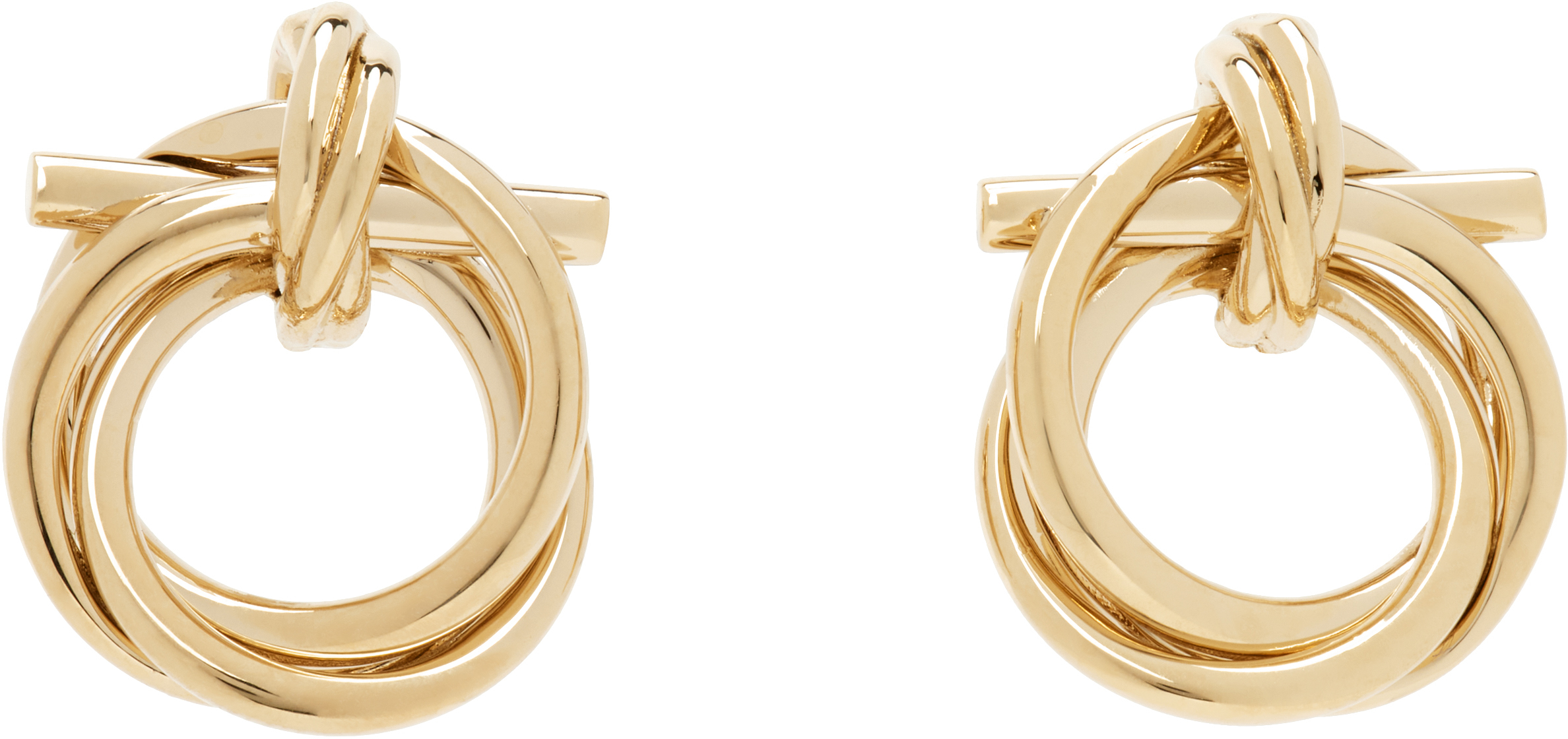 ★FERRAGAMO★ Twisted Gancini Earrings Gold 760671765593 760 Ferragamo: Gold Twisted Gancini Earrings | SSENSE