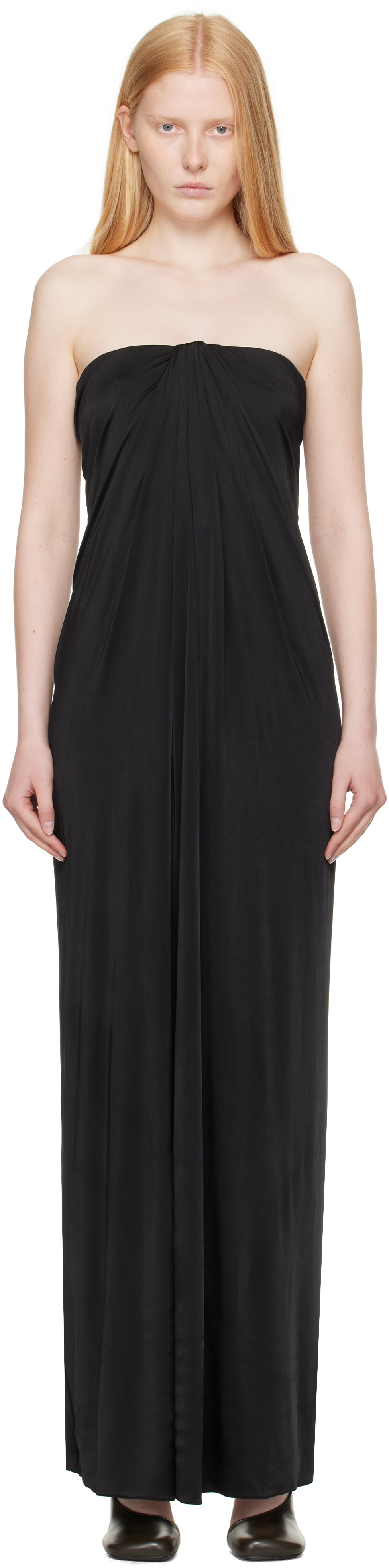 Black Sleeveless Gathered Maxi Dress