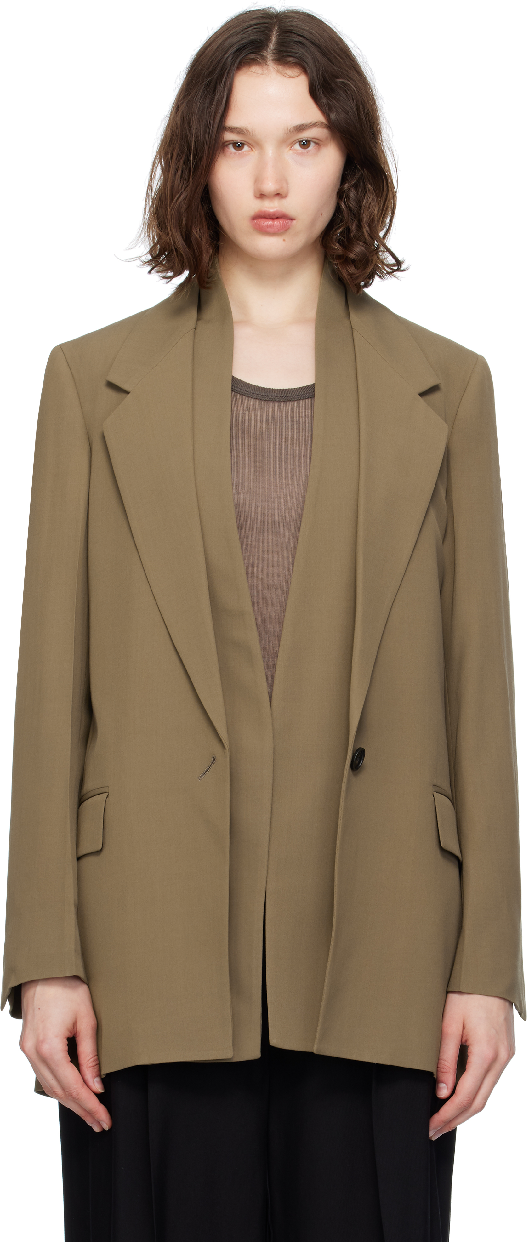 Ferragamo Khaki Single Breasted Blazer