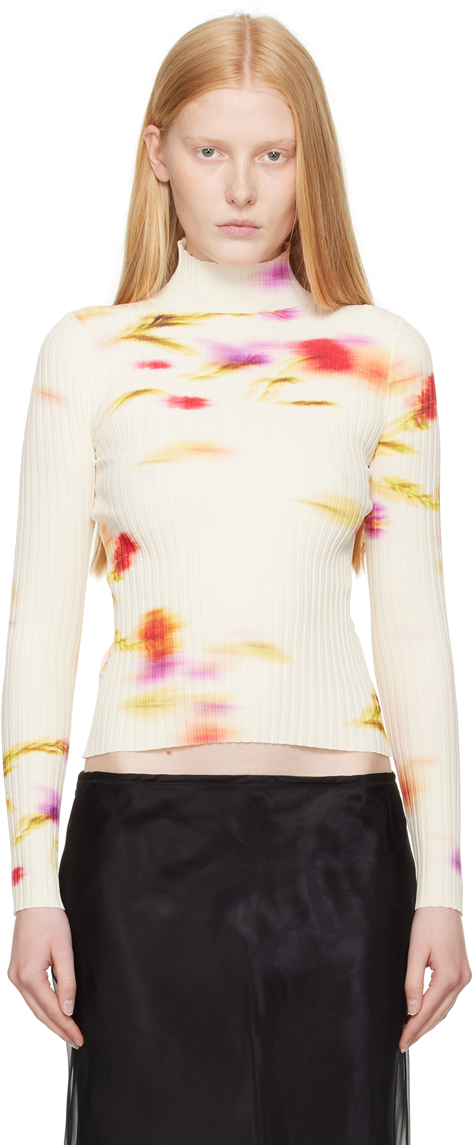 Off-White Blossom Print Turtleneck