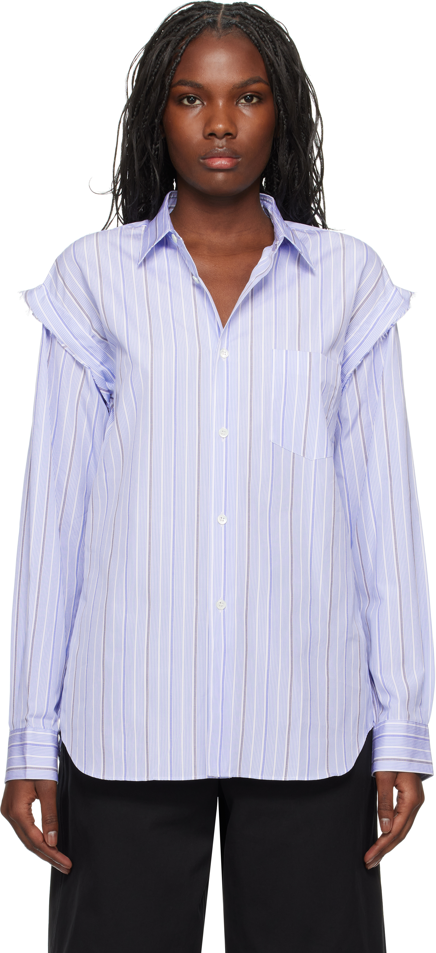 Shop Comme Des Garçons Shirt Blue Stripe Poplin Shirt In 1 Stripe