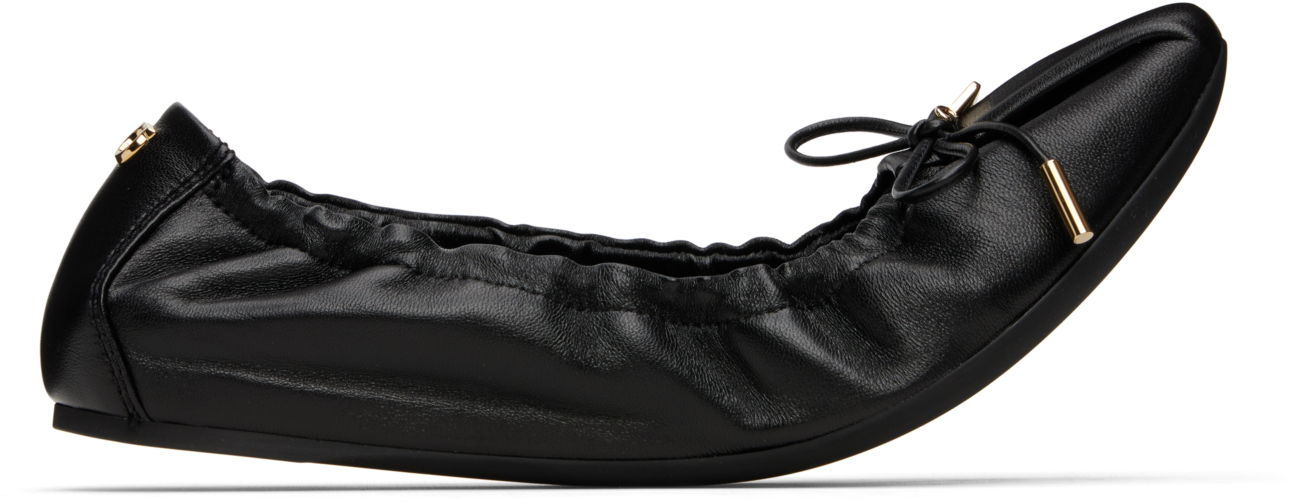 Black Elasticated Ballerina Flats