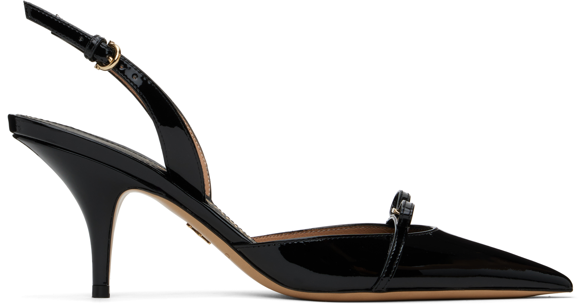 Ferragamo: ブラック ミニ リボン スリングバックヒール