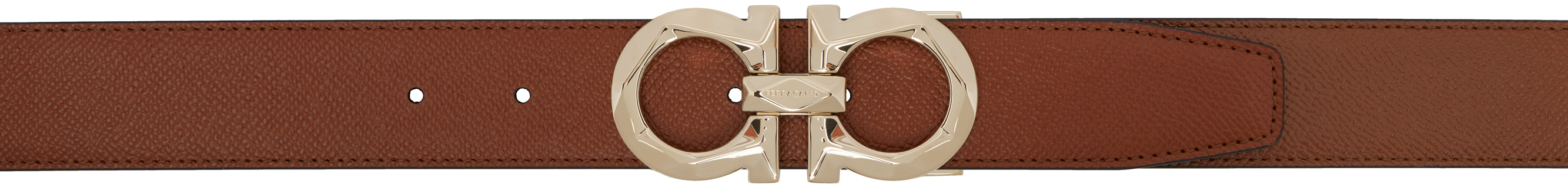 Brown & Black Adjustable Gancini Reversible Belt