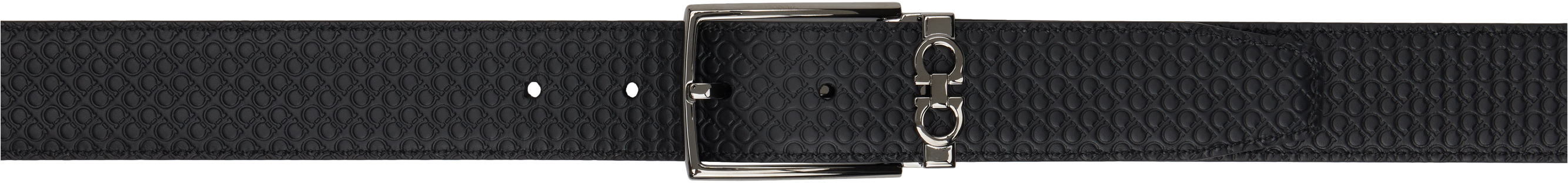 Black Reversible Gancini Belt