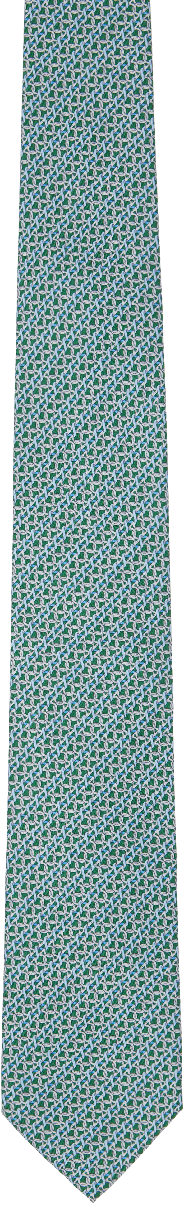 Green Gancini Print Silk Tie