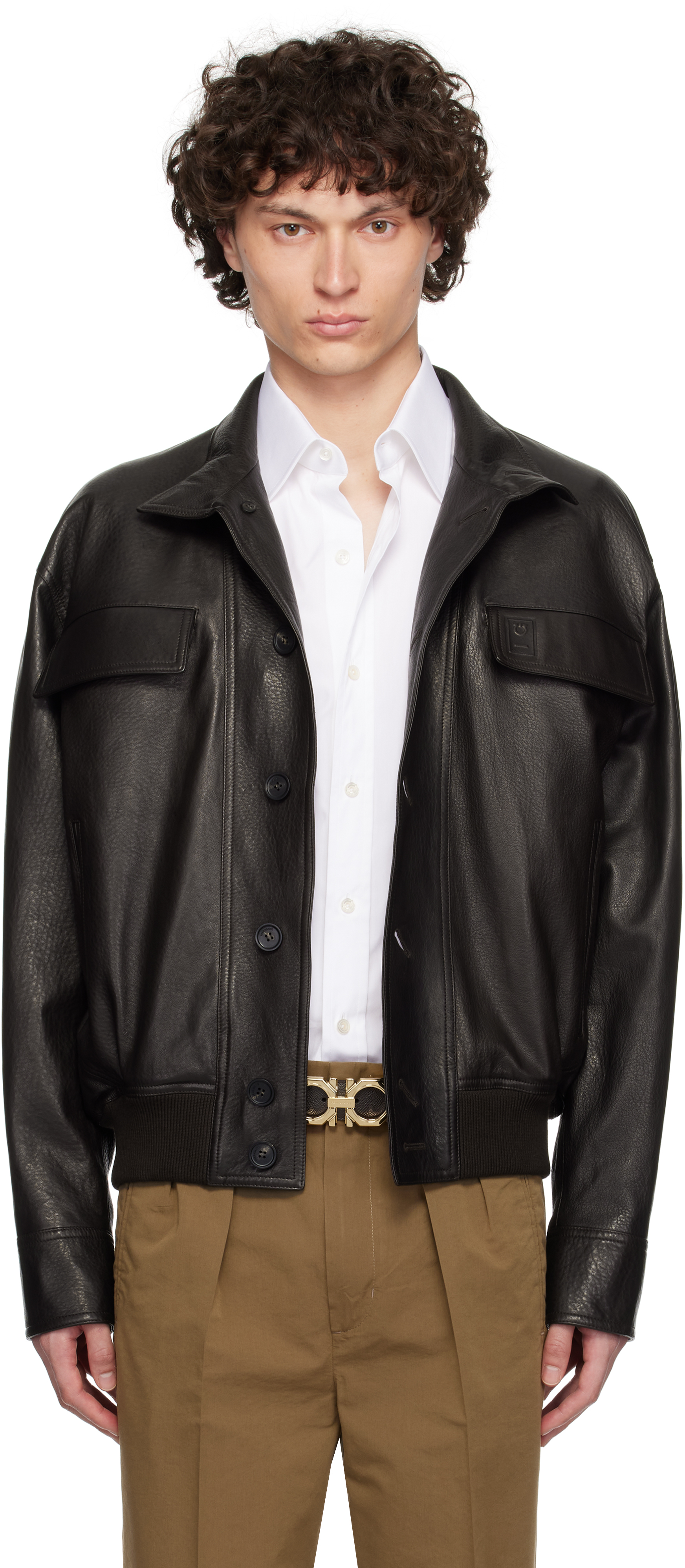 Brown Grainy Leather Jacket
