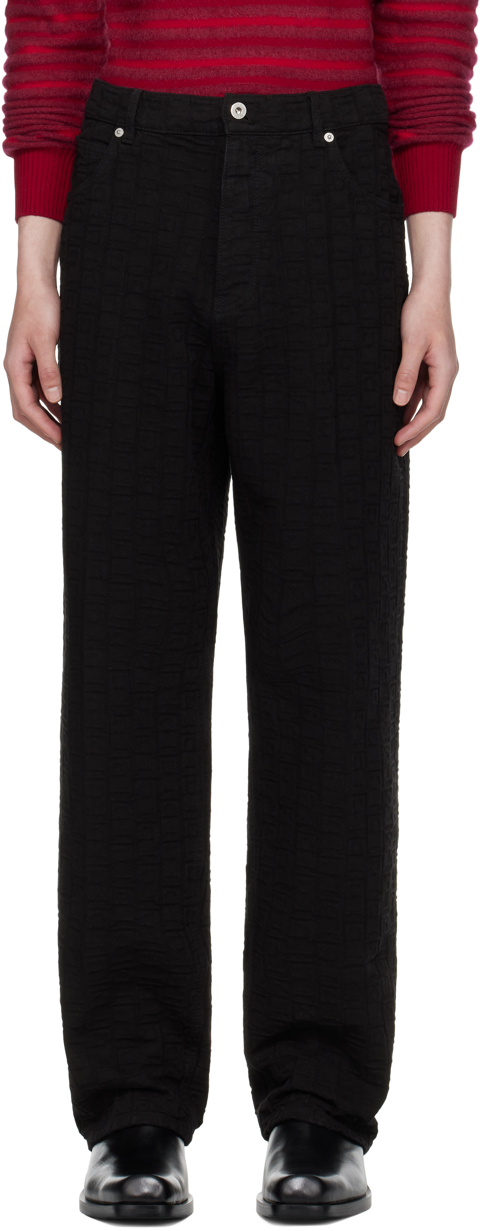 Black Monogram Five-Pocket Jeans