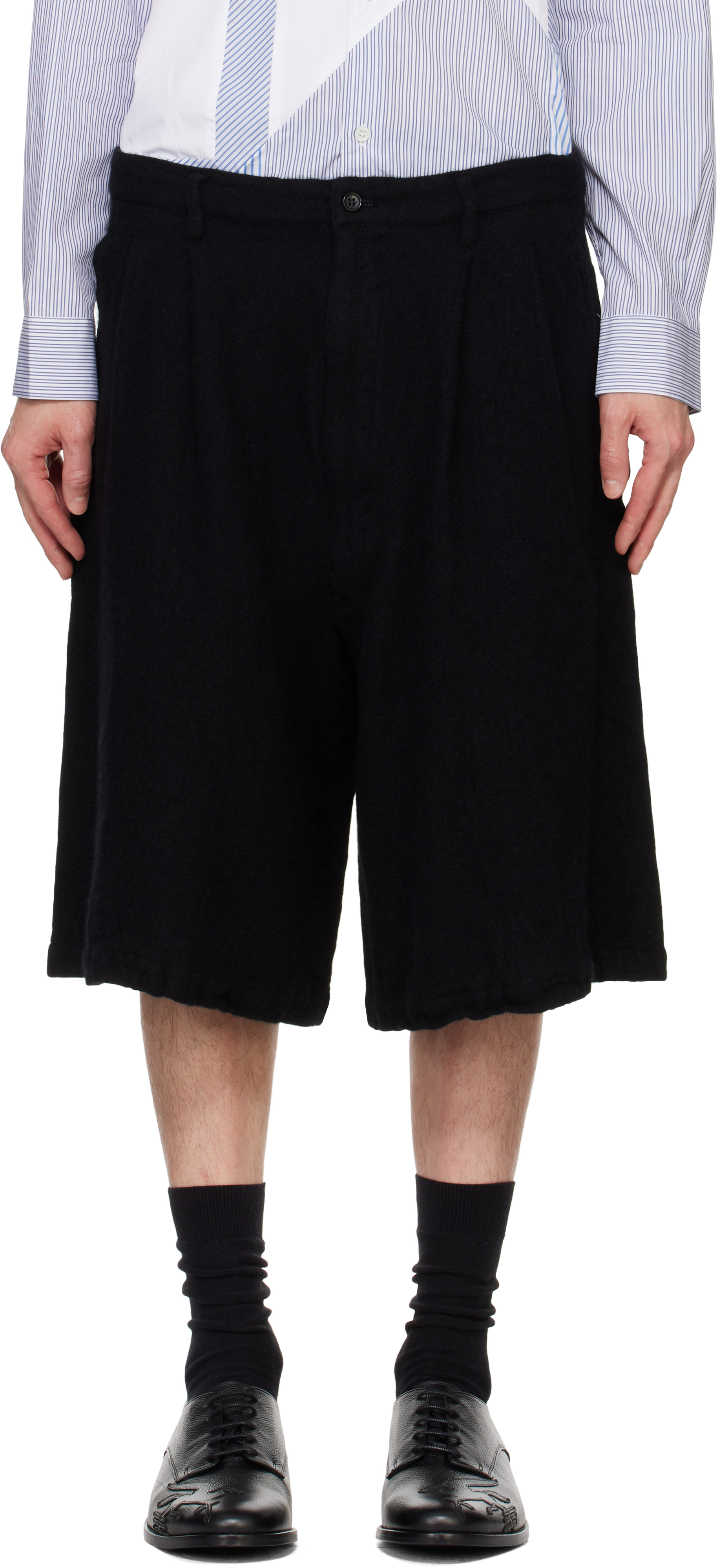 Shop Comme Des Garçons Shirt Black Serge Shorts In 1 Black