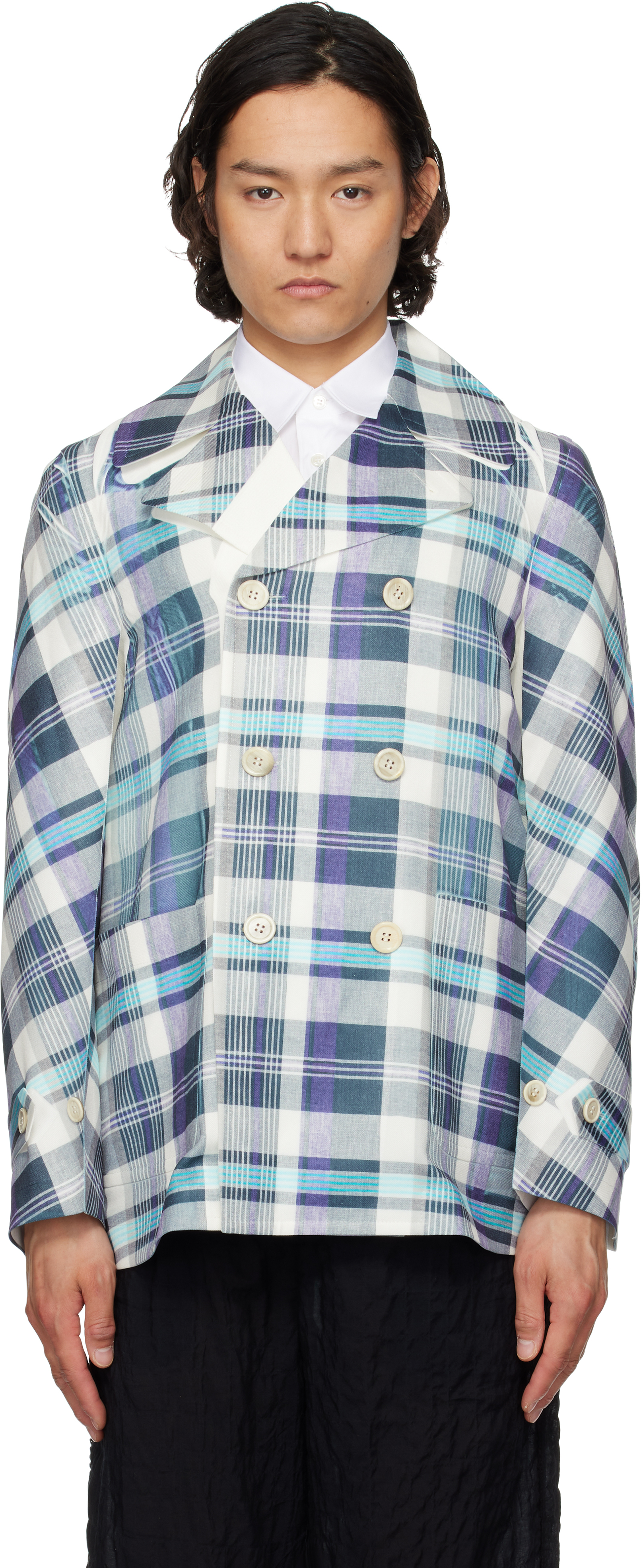 Comme des Garçons Shirt: ブルー＆グレー Twill Garment