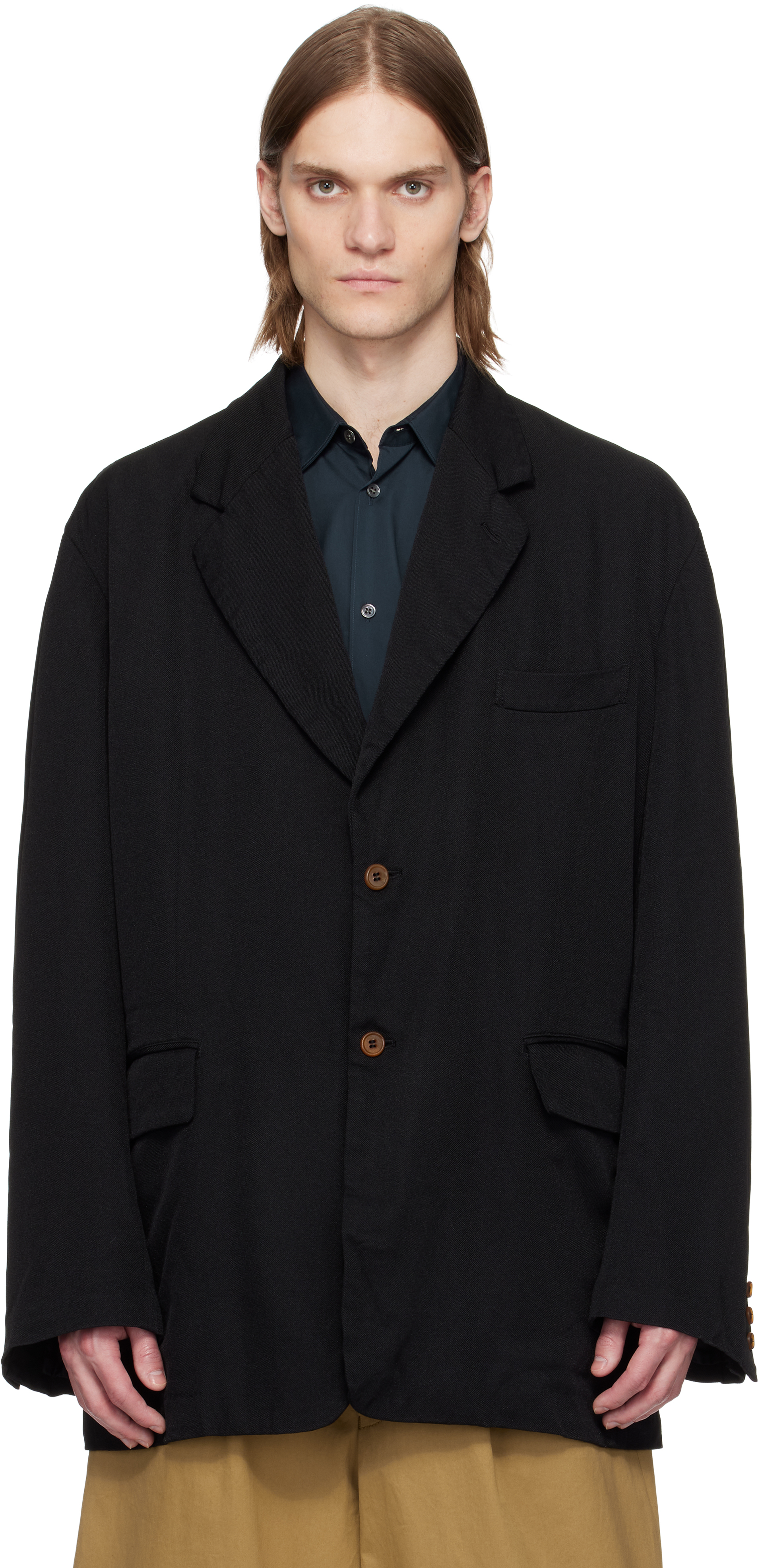 Comme des Garçons Shirt: ブラック Garment Treated